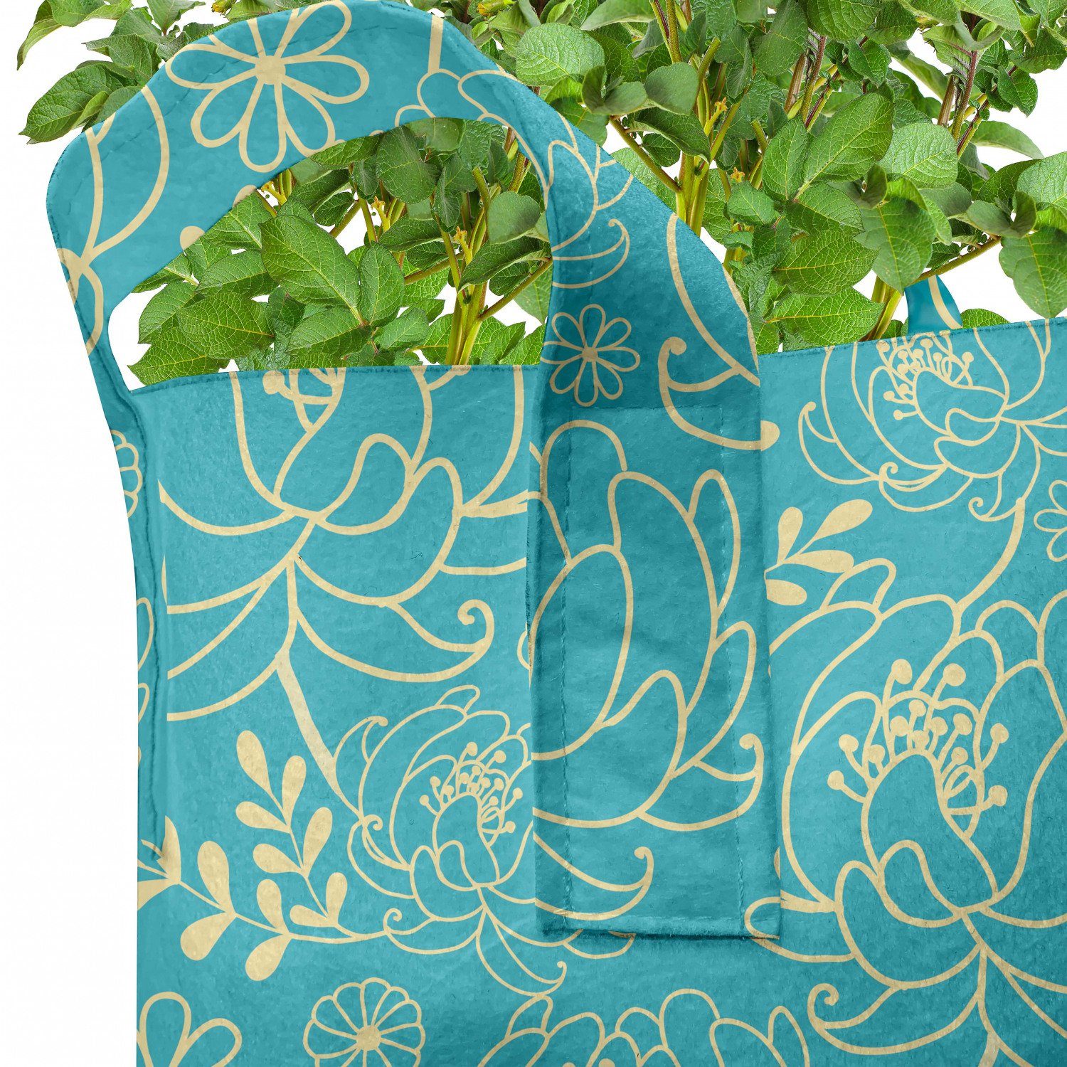 Blau und für hochleistungsfähig Gelb Zweig Griffen Stofftöpfe Abakuhaus und Pflanzkübel Pflanzen, mit Blättern