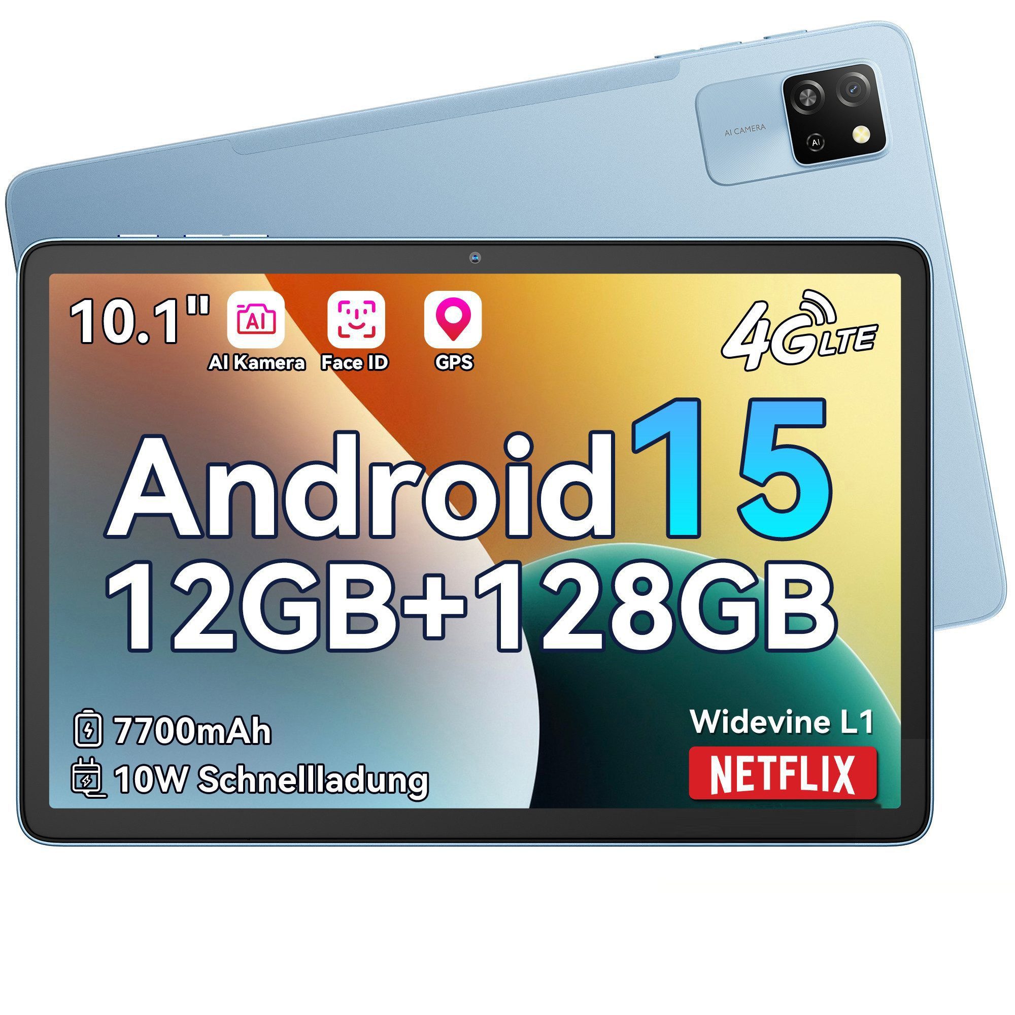 blackview 10,1" Tab60Pro 4G LTE Android 15 Ai Tablet (10.1", 128 GB, 4G LTE, Android 15, 4G LTE, 7700 mAh, PC-Modus)