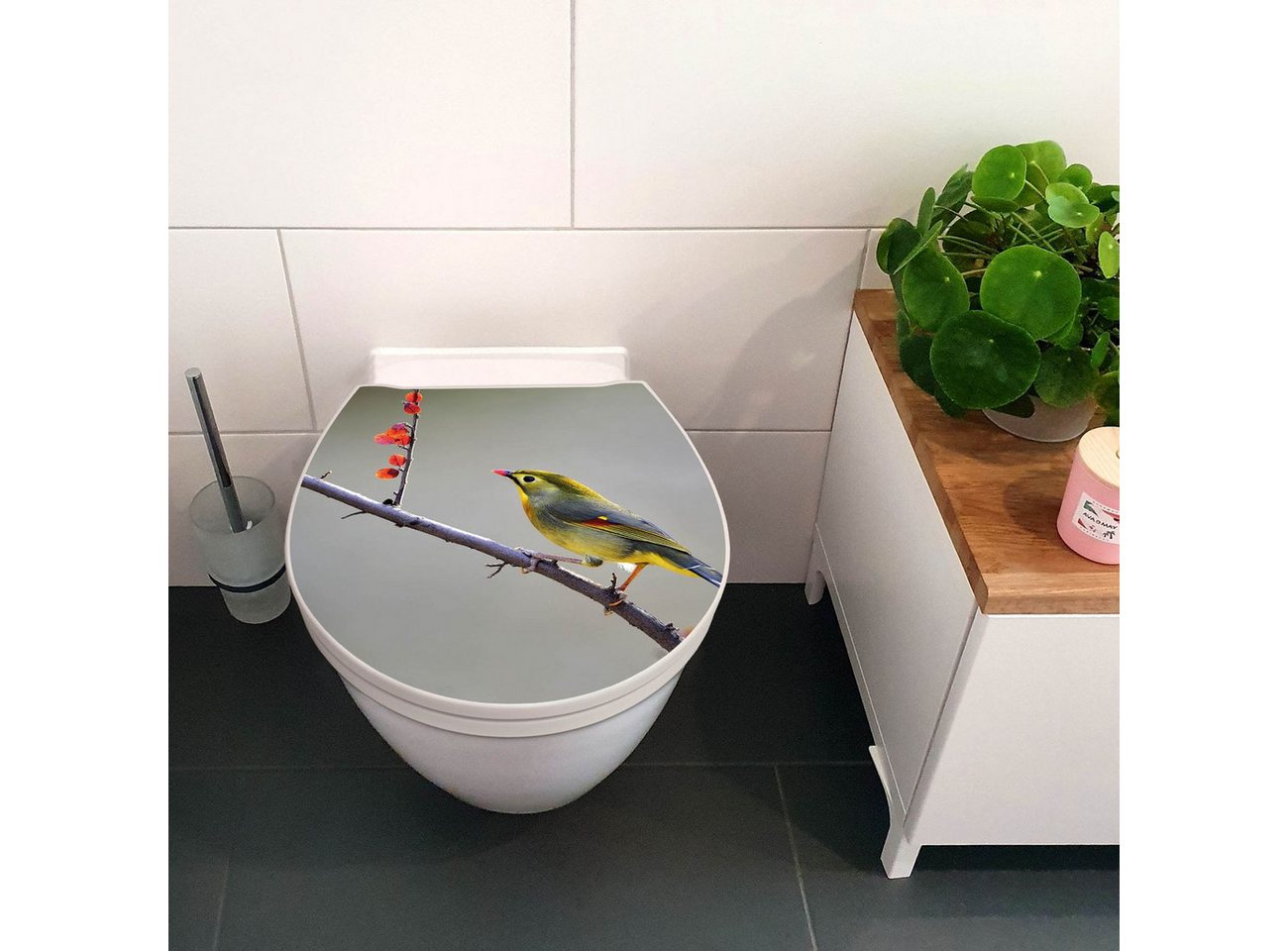 Thumbnail - banjado WC-Sitz Motiv Herbst Vogel (umweltfreundliches Material & Take-Off Technologie, Softclose Absenkautomatik), 45 x...