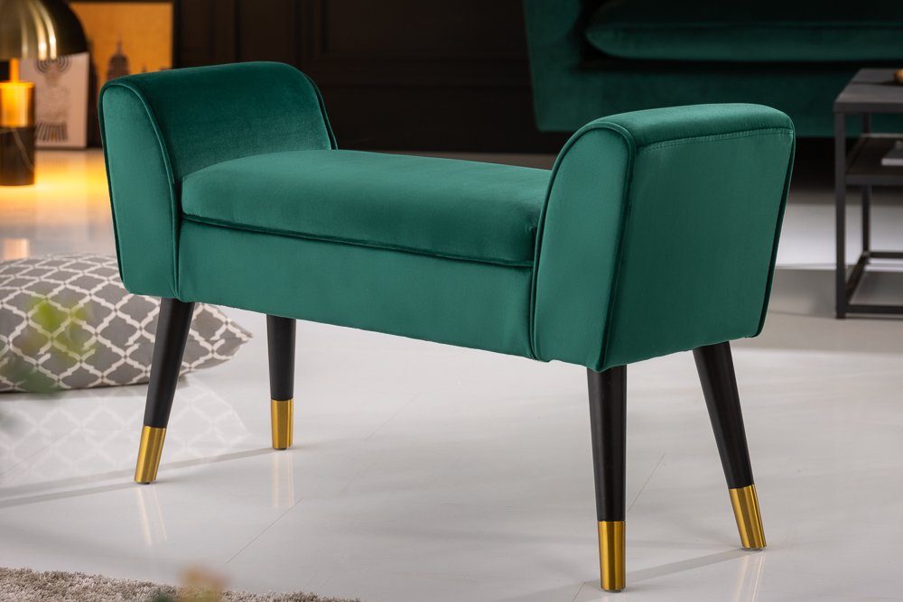 riess-ambiente Sitzbank SCARLETT 90cm smaragdgrün (Einzelartikel, 1-St), Flur · Samt · Metall · Schlafzimmer · Retro Design