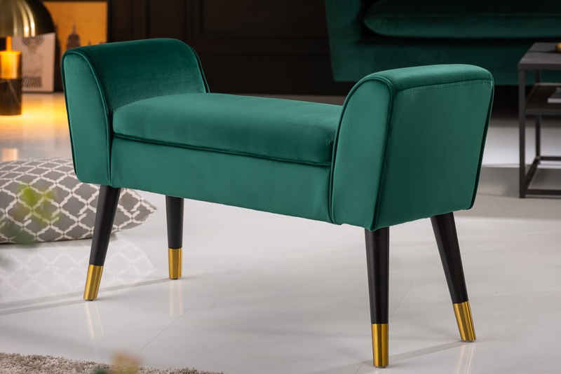 riess-ambiente Sitzbank SCARLETT 90cm smaragdgrün (Einzelartikel, 1-St), Flur · Samt · Metall · Schlafzimmer · Retro Design
