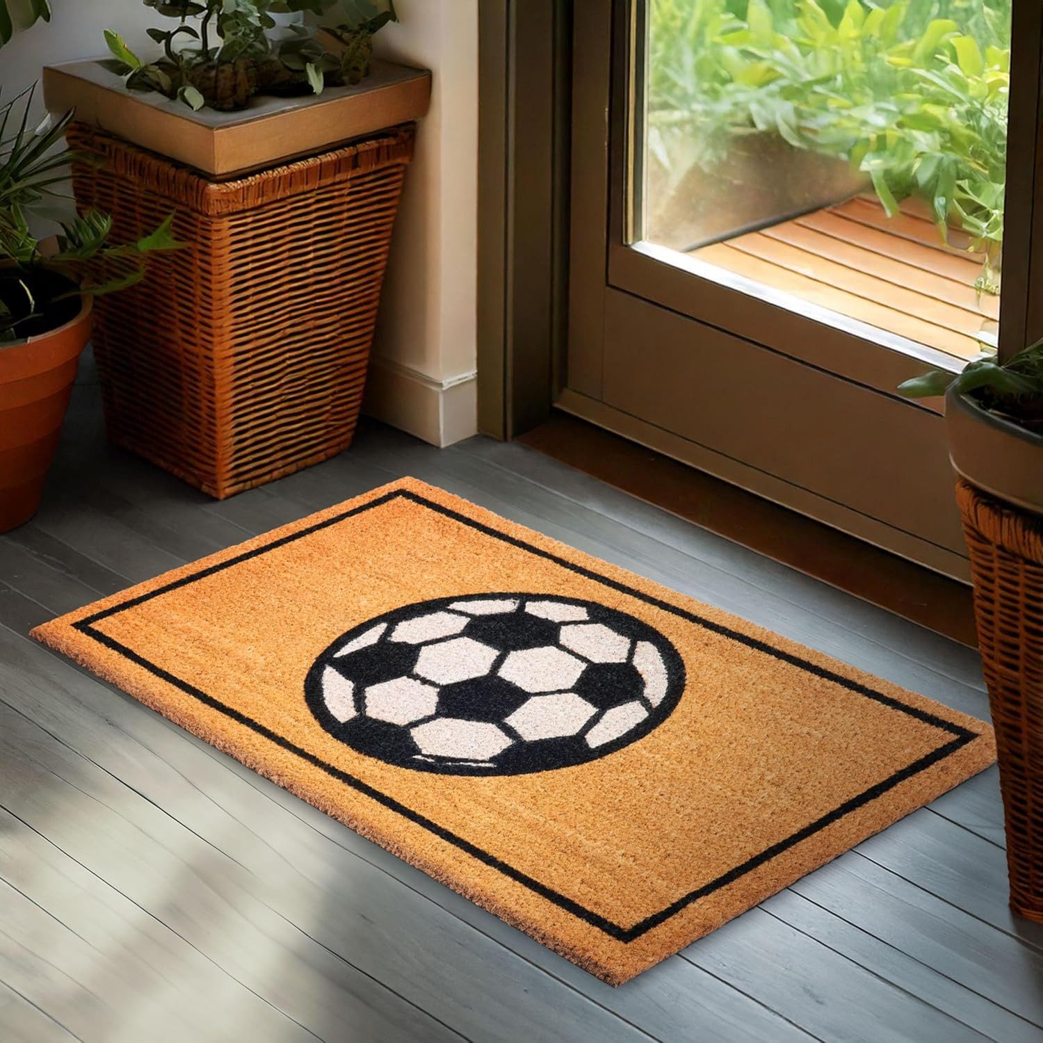 BRUBAKER Fußmatte 45 x 75 cm - Fußball - Schmutzfangmatte, Rechteckig, Höhe: 15 mm, Türmatte für Außen und Innen - Wetterfest und Rutschfest