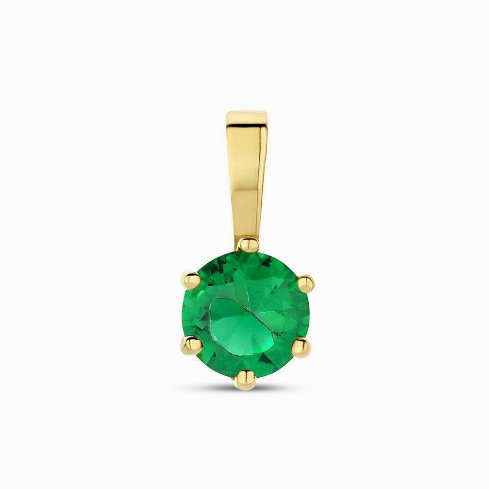 NICEANDnoble Kettenanhänger 585er Gelbgold Kettenanhänger synthetischer Smaragd