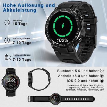 HYIEAR Smartwatch,Fitness armband,Smartwatch herren,Herrenbrieftasche,Watch Smartwatch, 2-tlg., Wird mit USB-Ladekabel geliefert., Sportarmbänder, Fitnessuhren, Gesundheitsfunktionen