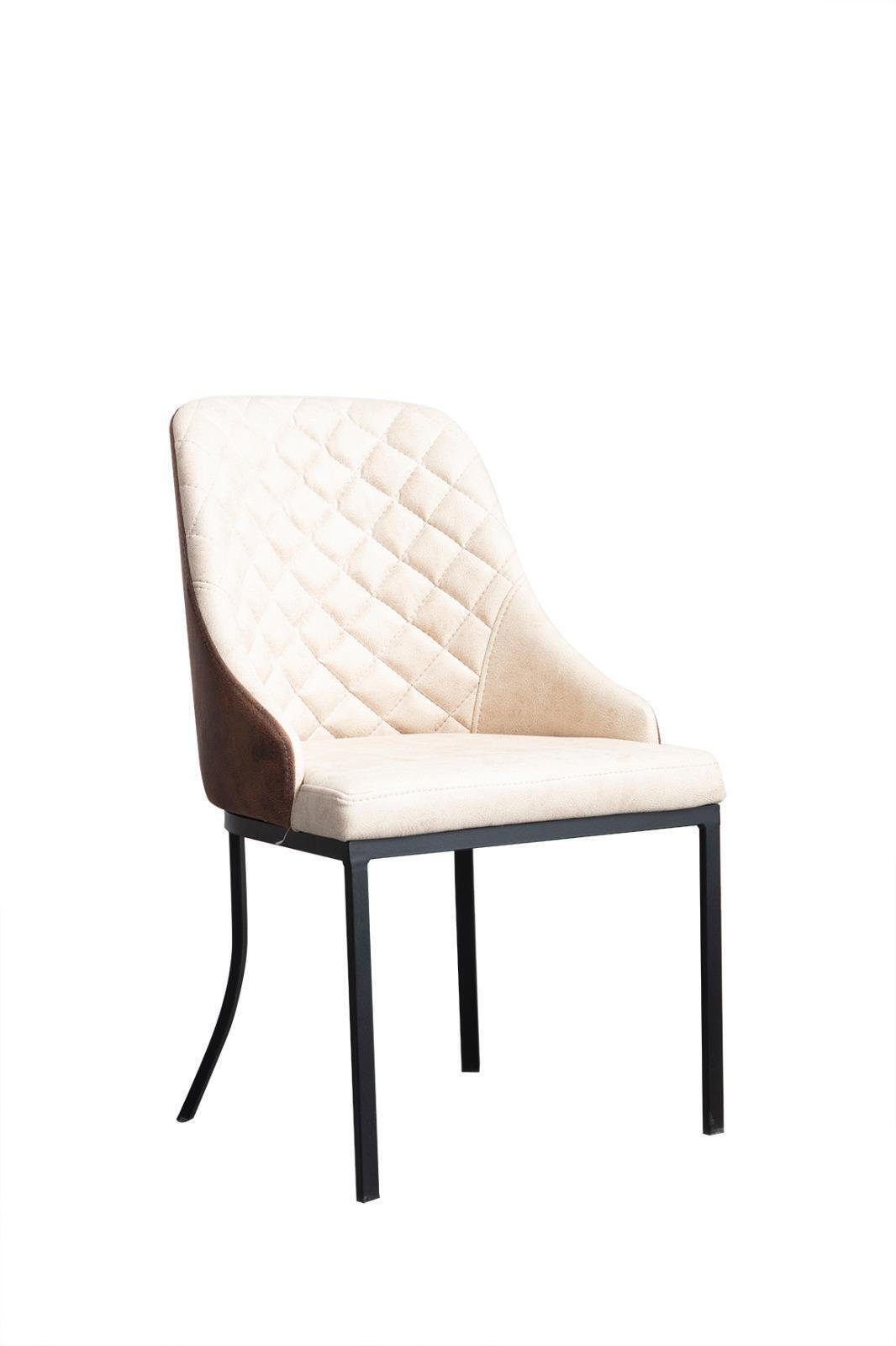 JVmoebel Stuhl Esszimmerstuhl weiß für Esstisch Metall Holz Modern stuhl elegantes
