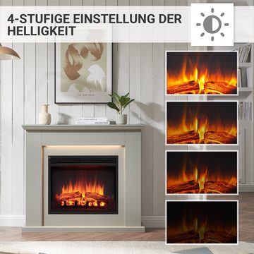 CrownFlame Elektrokamin Hektor, Standkamin mit Heizung 2000W, Heizung, LED-Beleuchtung, 3D-Flammeneffekt & Fernbedienung