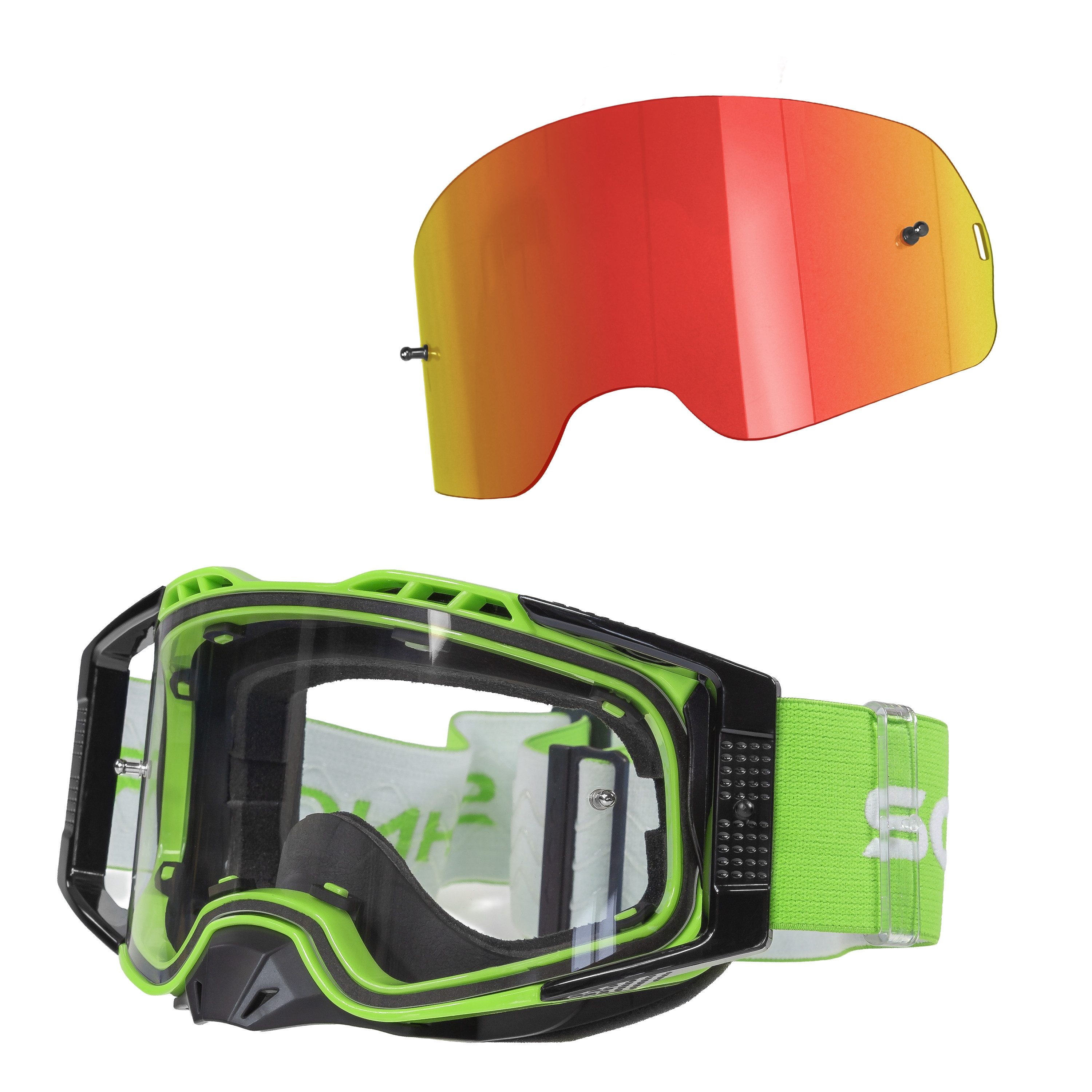 Sportbrille MX Pro Motocross Brille Anti-Fog Tear-Off Roll-Off Wechselglass Rot