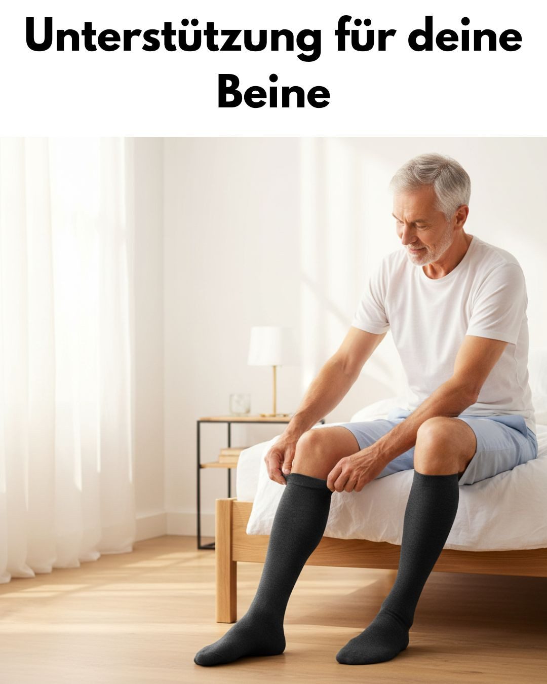 sockenkauf24 Stützkniestrümpfe Kompressionsstrümpfe Reisestrümpfe Stützstrümpfe mit Kompression (Schwarz, 2-Paar, 43-46) aus Baumwolle für Damen & Herren mit Ko – Bild 4 von 5