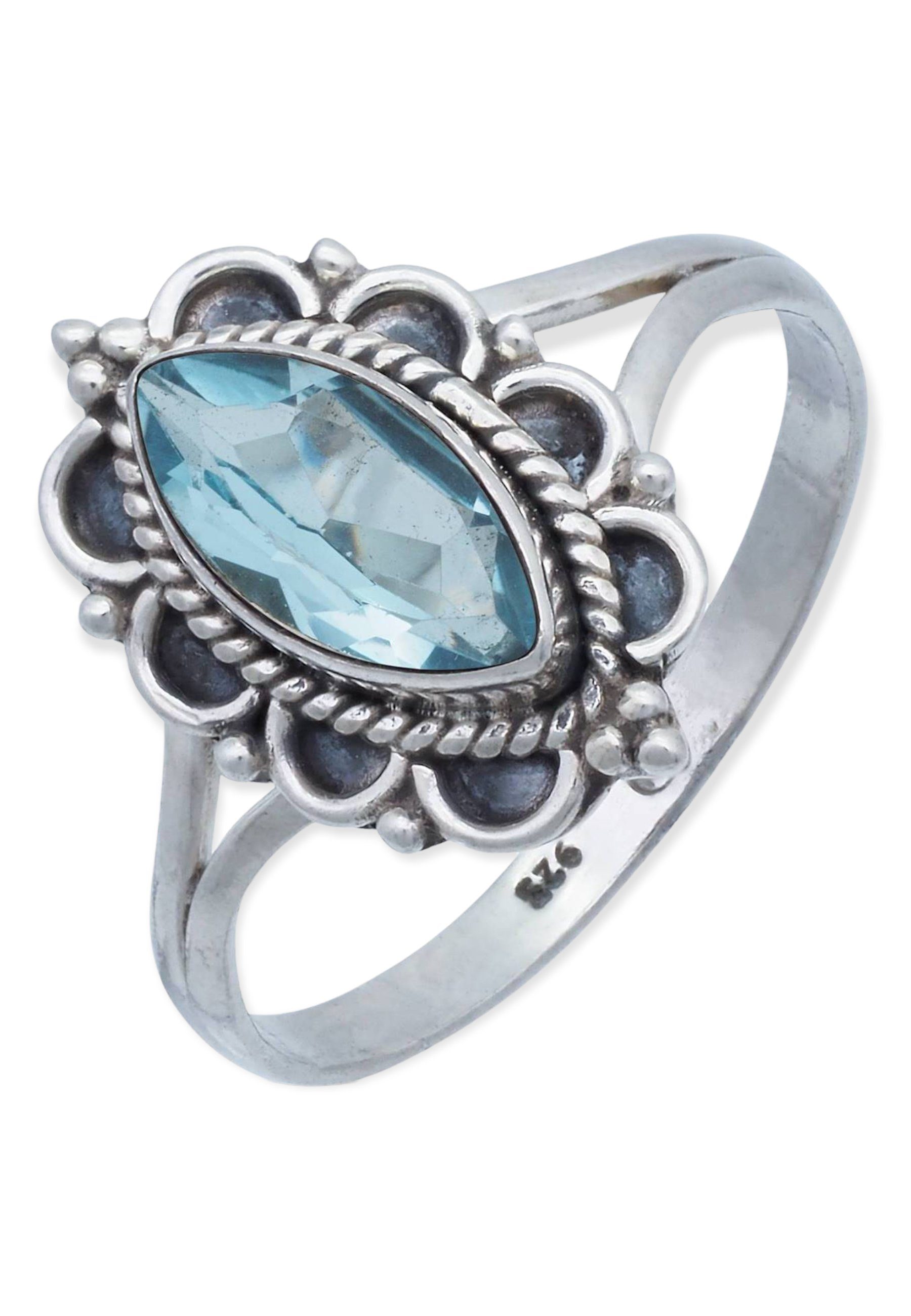 925er Silberring Silber Blau mantraroma facettiert mit Topas