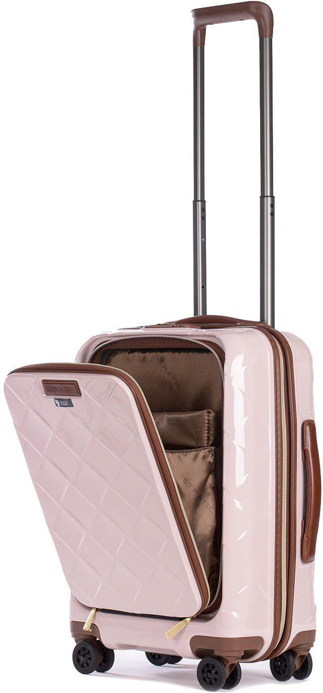 Stratic Hartschalen-Trolley Leather&More 4 mit S Laptopfach rose, mit Rollen, NFC-Chip; Vortasche