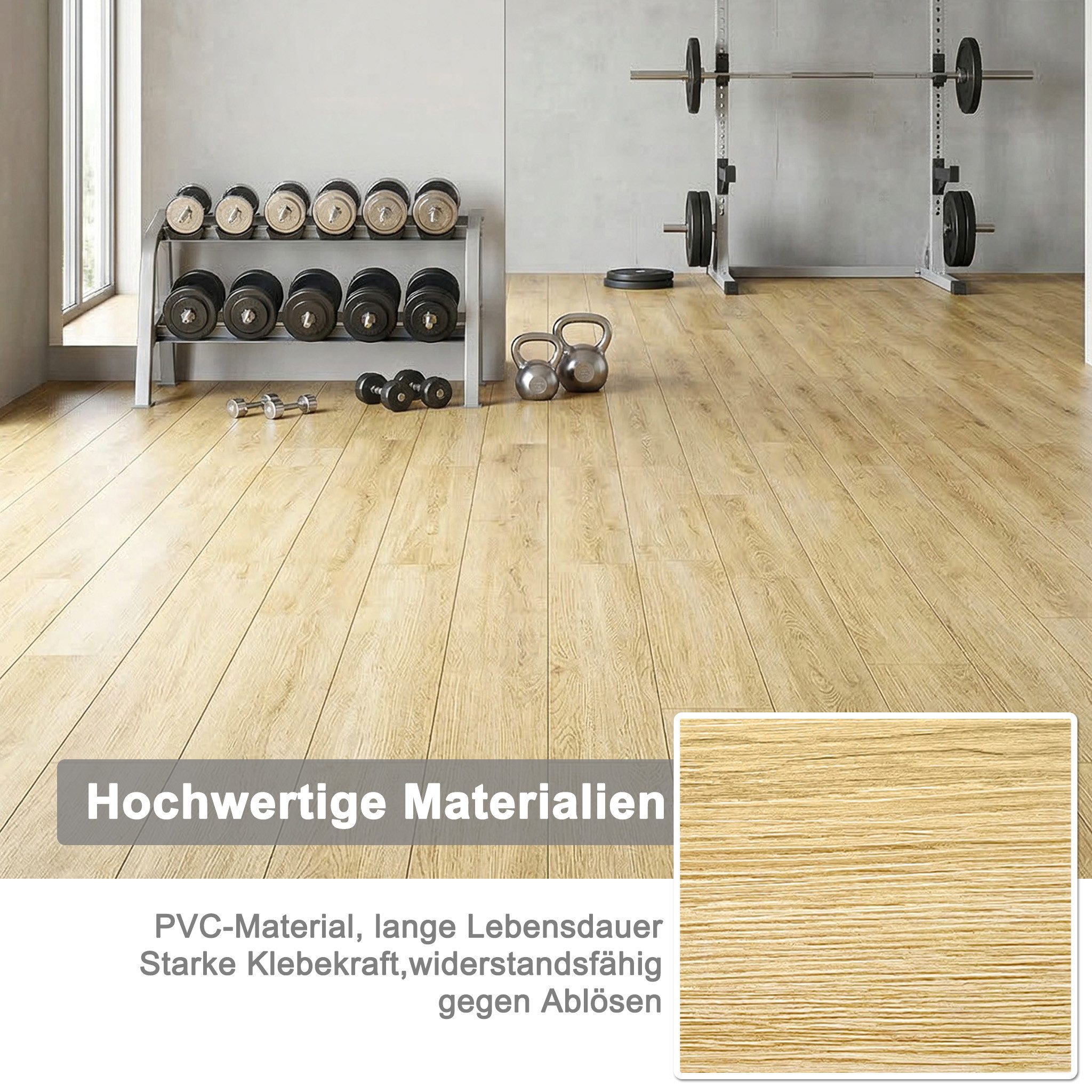 FIVMEN Vinylboden PVC Bodenbelag Selbstklebend, Holzmaserung Dielen, Bodenfliesen, 18/36 Stück, 2.51/5.2 m² Schneidbar Fliesen für Schlafzimmer, Küche