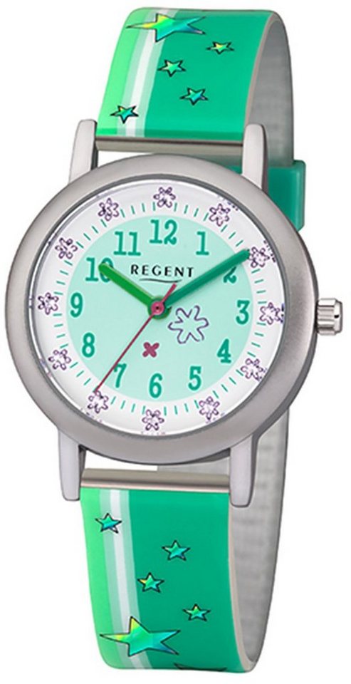 rund, 28mm), Kinder-Armbanduhr Armbanduhr Kinder Analog, (ca. grün klein Regent Quarzuhr Regent Kunststoffarmband