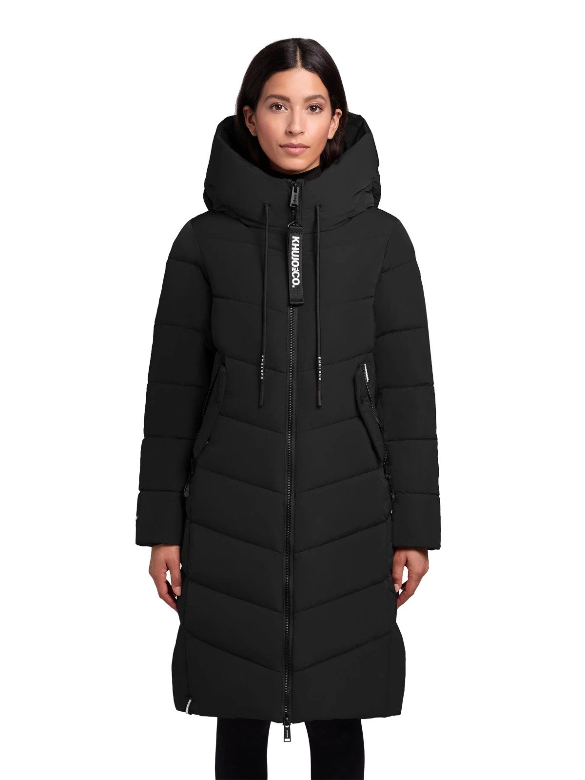 khujo Wintermantel khujo MIKIA 4 Damen Steppmantel mit Kapuze, Regular Fit (1-tlg) Strickeinsätze am Kragen, den Taschen und Ärmeln