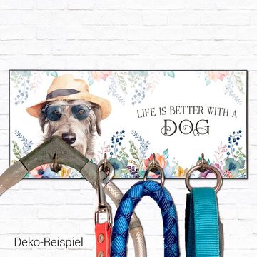 Cadouri Wandgarderobe IRISCHER WOLFSHUND Design-Hundegarderobe für Hundezubehör (Garderobe mit 4 Haken), MDF, mit abgeschrägten Ecken, handgefertigt, für Hundebesitzer
