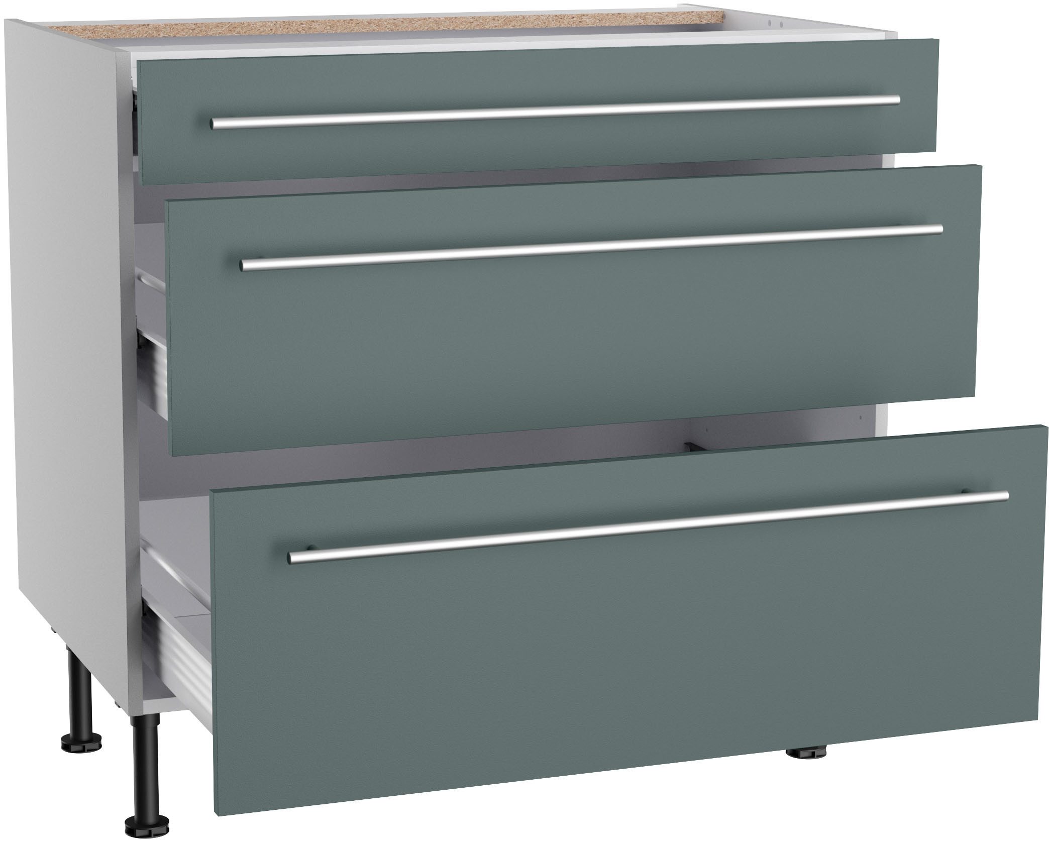 KOCHSTATION Unterschrank KS-Bern2 Breite 90 cm, 1 Schubkasten, 2 Auszüge