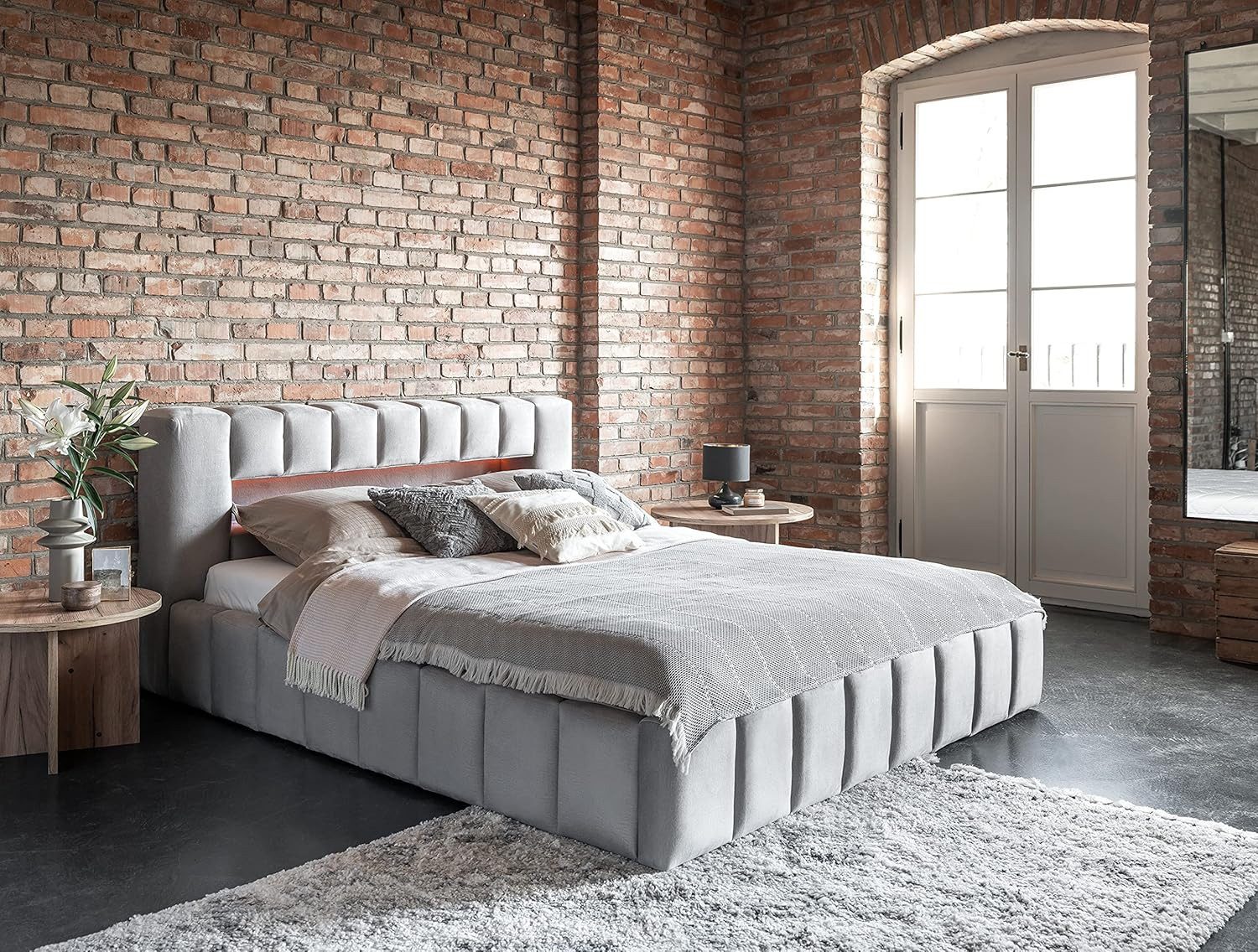 Best for Home Bett - Lamica Polsterbett mit Stauraum & LED-Beleuchtungssystem (Einzelartikel, 4-tlg., 1 × Polsterbettgestell inkl), integrierter Stauraum, modernes Design