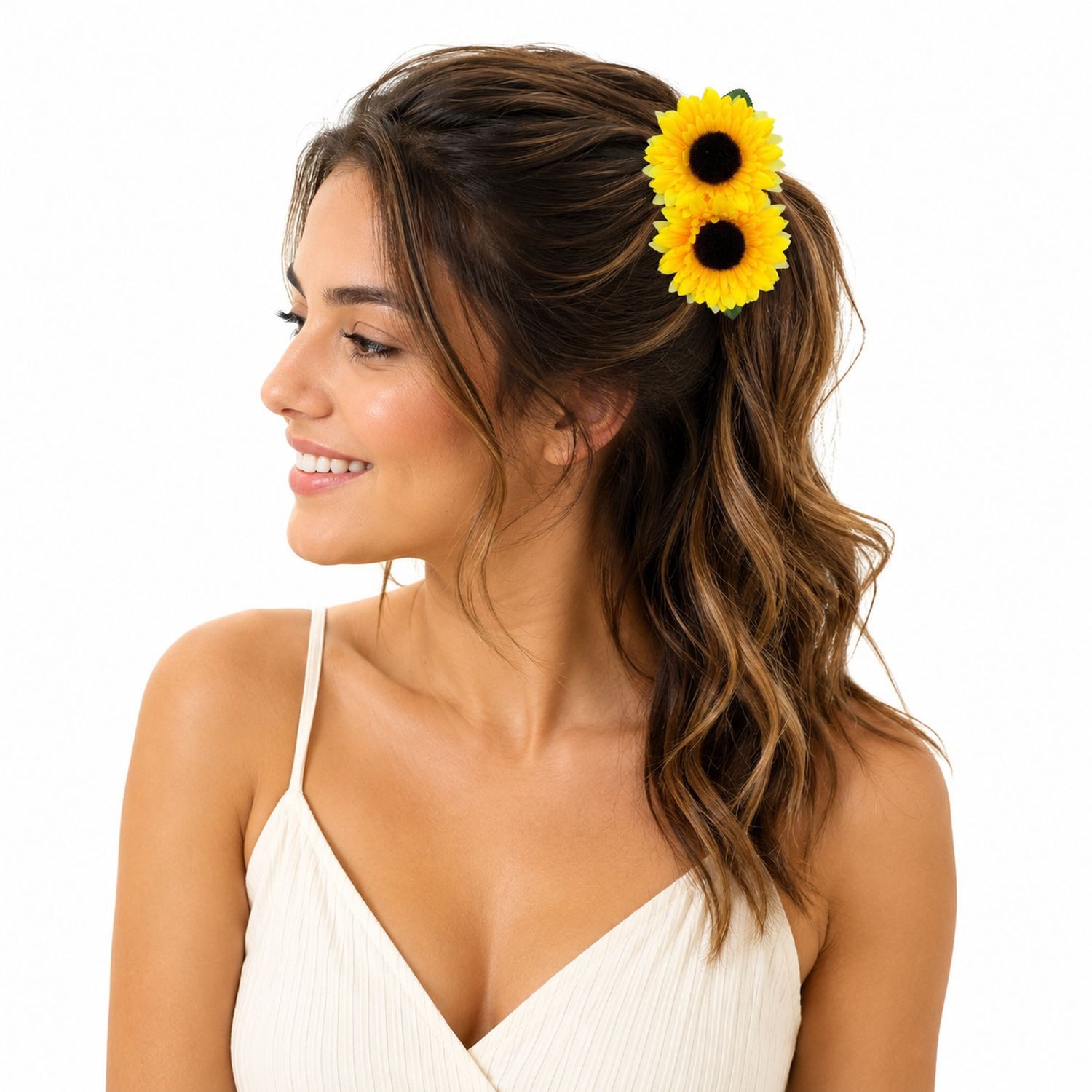 Das Kostümland Kostüm Sonnenblumen Haarspange für Damen, Blumen Haarsch