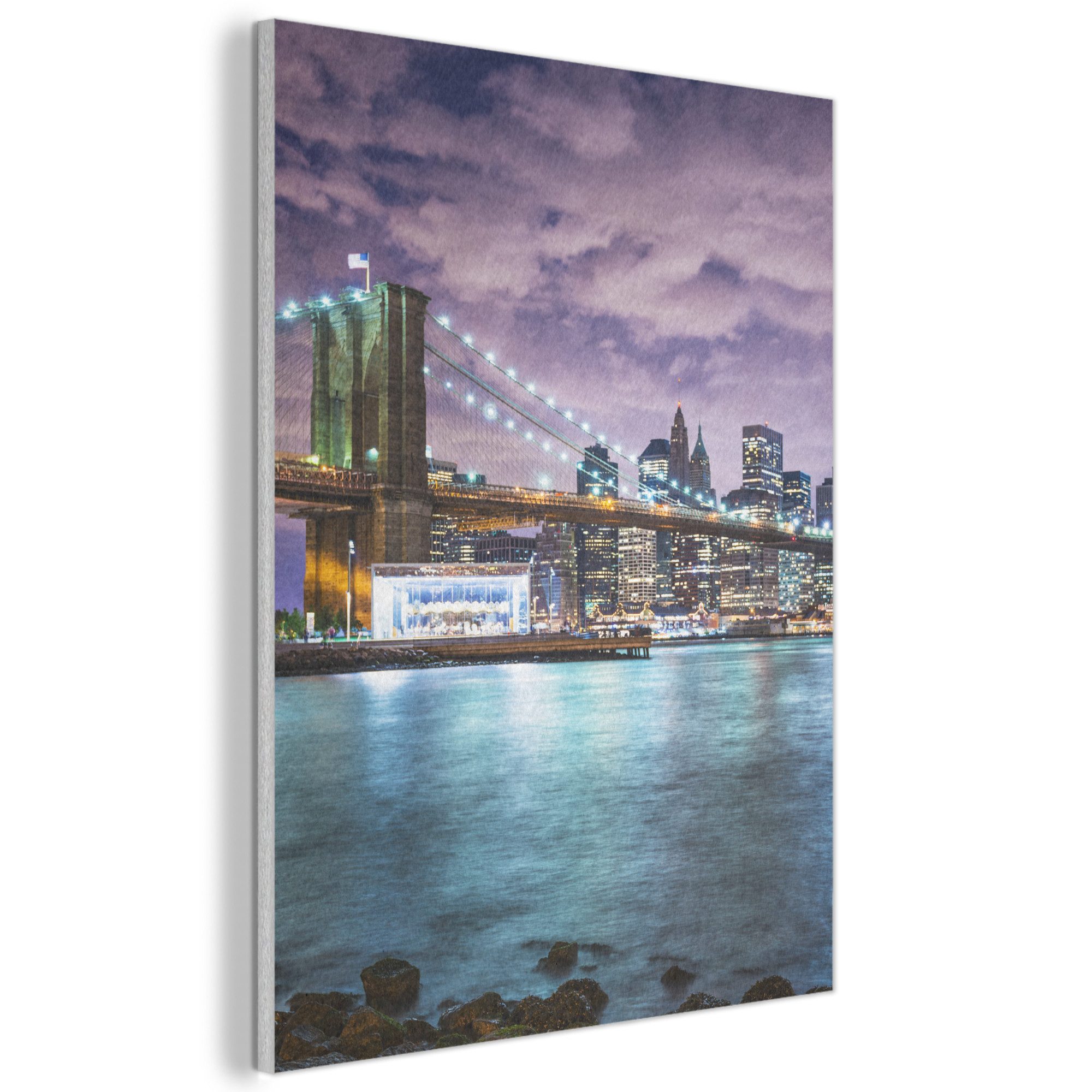 MuchoWow Gemälde New York - Skyline - Stadt - Farben, Fotodruck (1 St), Akustikpaneele, Wandpaneele, Schalldämmung, Akustikbilder 30x40 cm