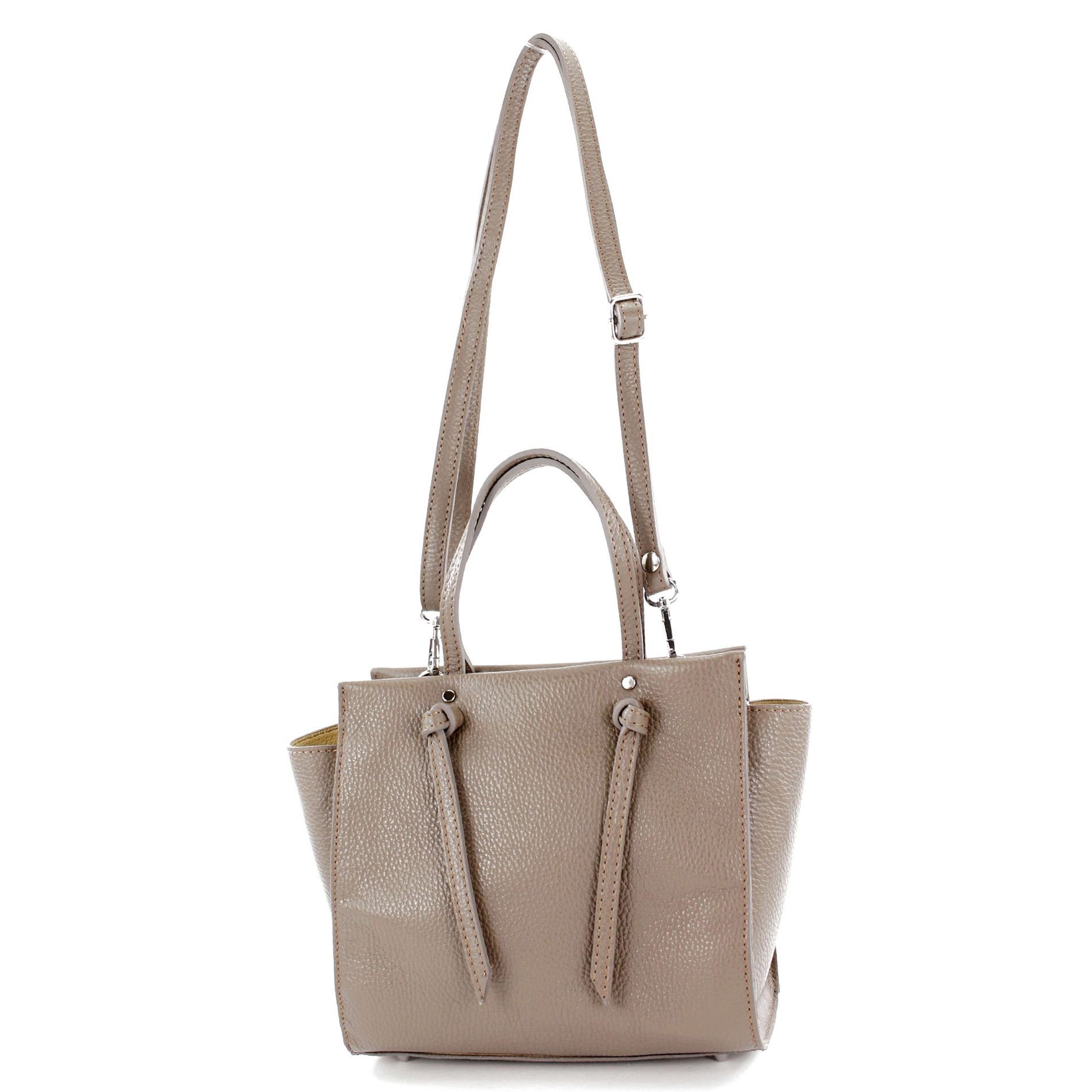 modamoda de Schultertasche T219, Echtleder Handmade in Italy Taupe