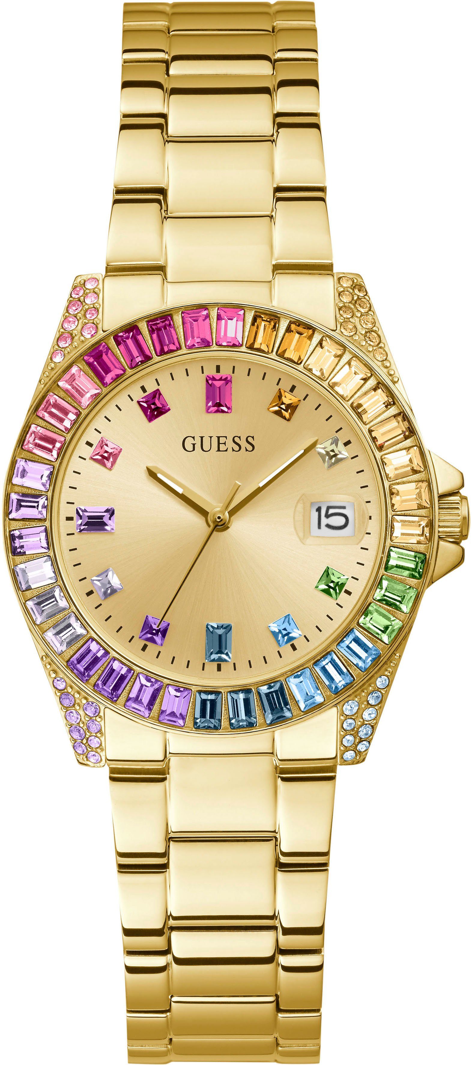 Guess Quarzuhr OPALINE GW0475L3, Armbanduhr, Damenuhr, Datum, Edelstahlarmb günstig online kaufen