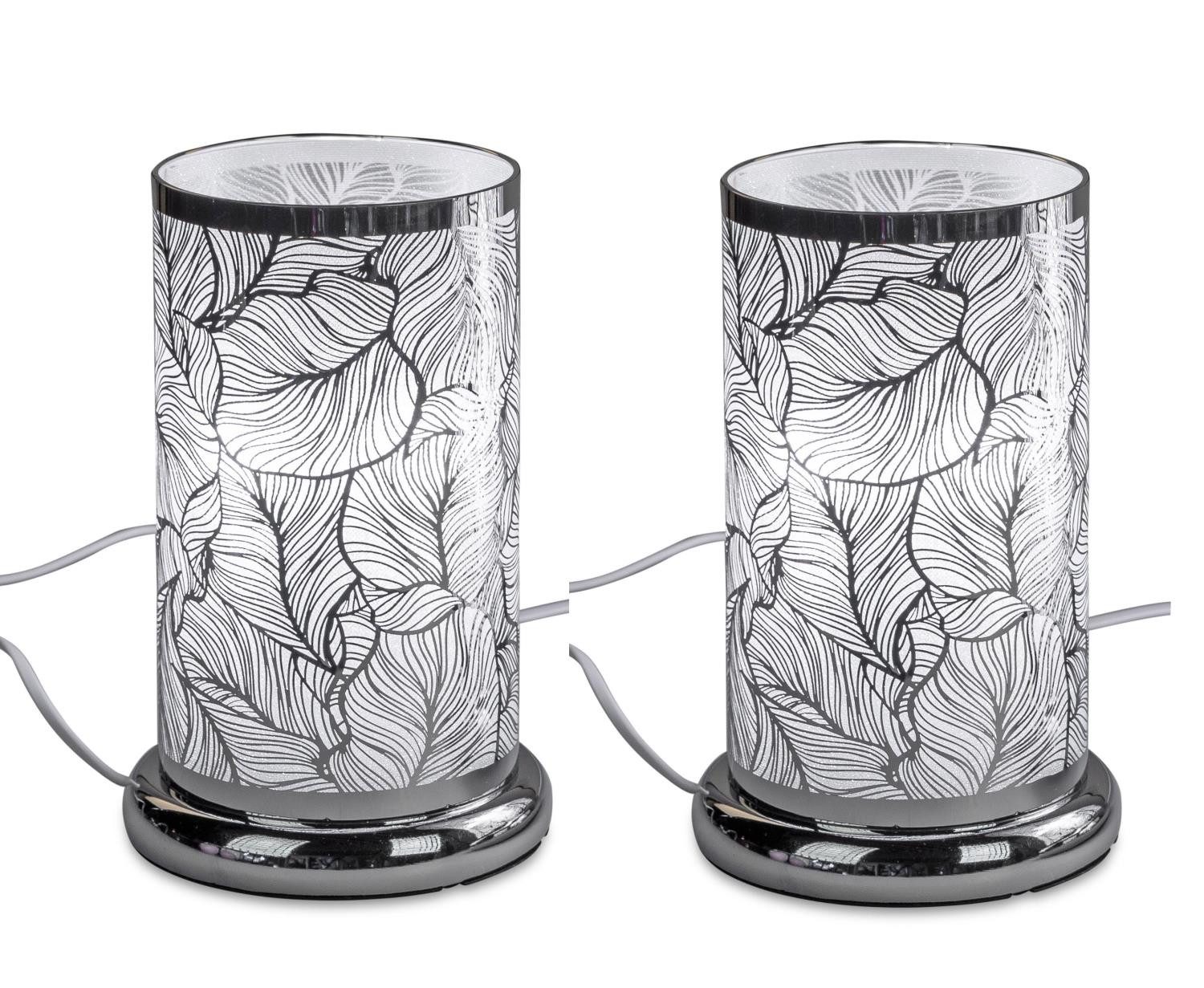 formano Tischleuchte Touch, nicht enthalten, Touchfunktion, Silber, Blätter, H: 24cm