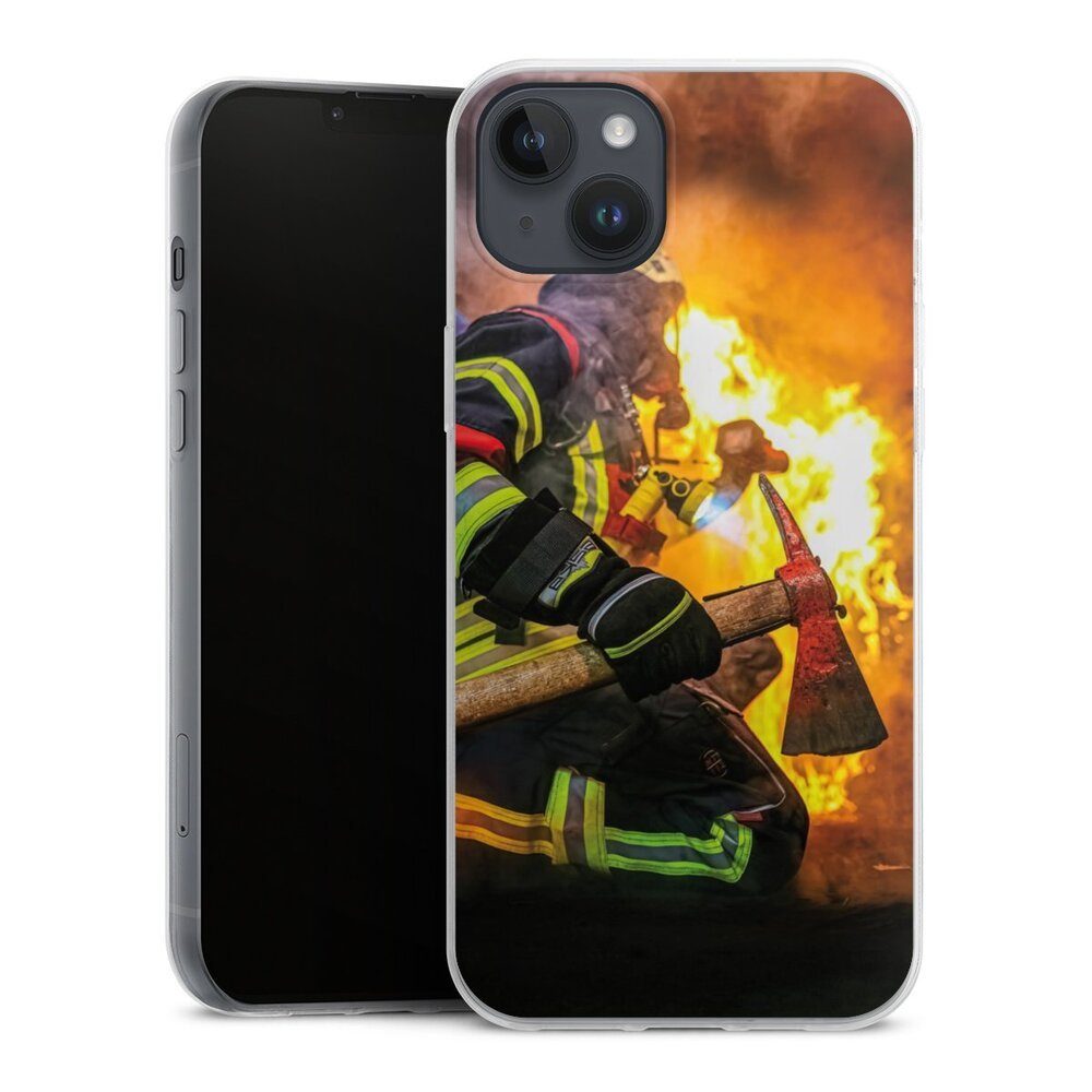 DeinDesign Handyhülle Feuerwehr Feuer Lebensretter Volunteer Firefighter, Apple iPhone 15 Plus Slim Case Silikon Hülle Ultra Dünn Schutzhülle