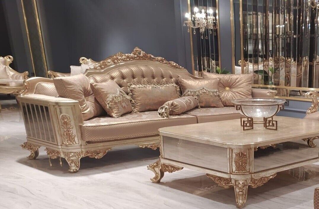 Couch Sofas JVmoebel Teile Sofa Klassische Stil Barock, Stoff 3 3-Sitzer Sitz 1 Sitzer Dreisitzer