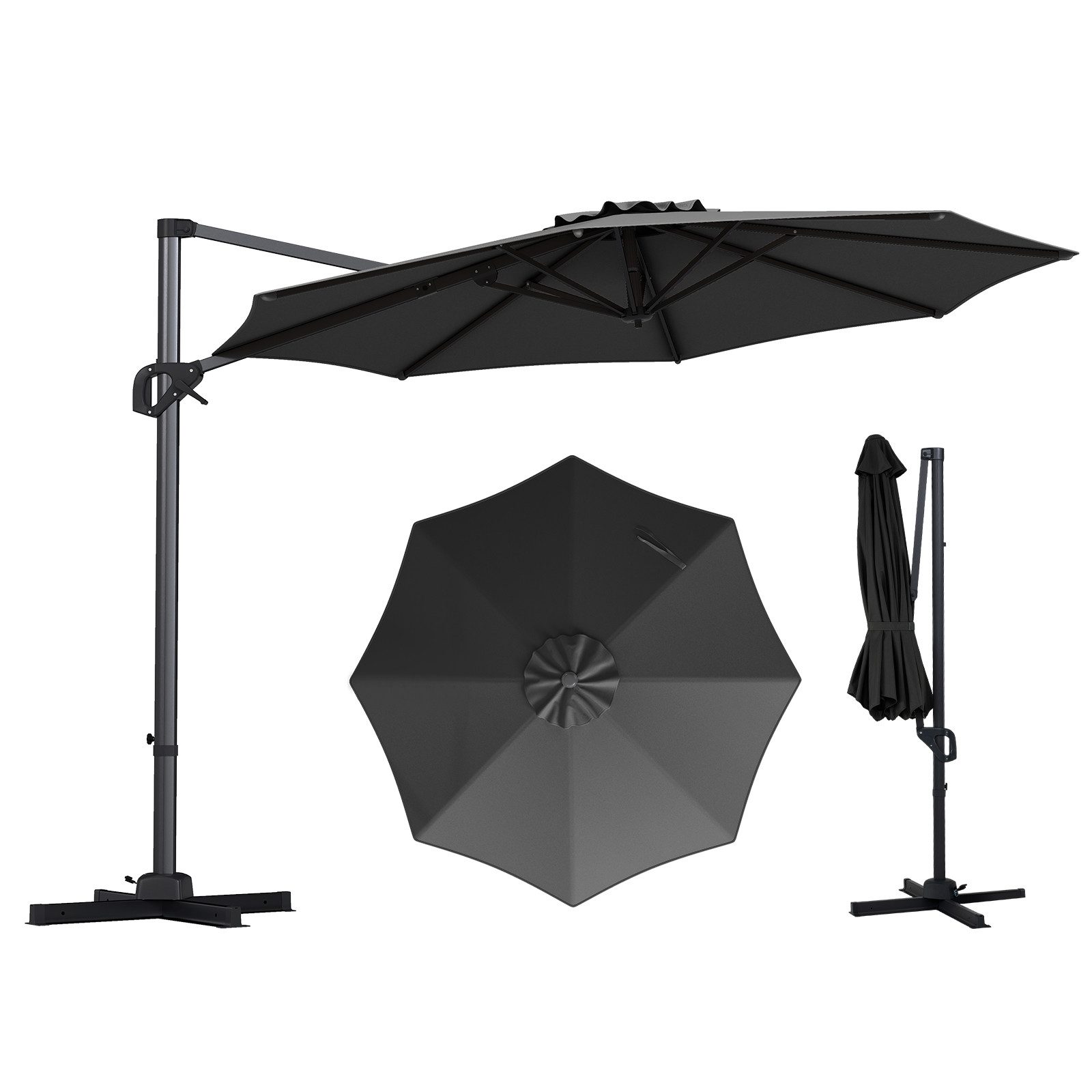 COSTWAY Sonnenschirm, 360° drehbarer Ampelschirm, Gartenschirm Alu