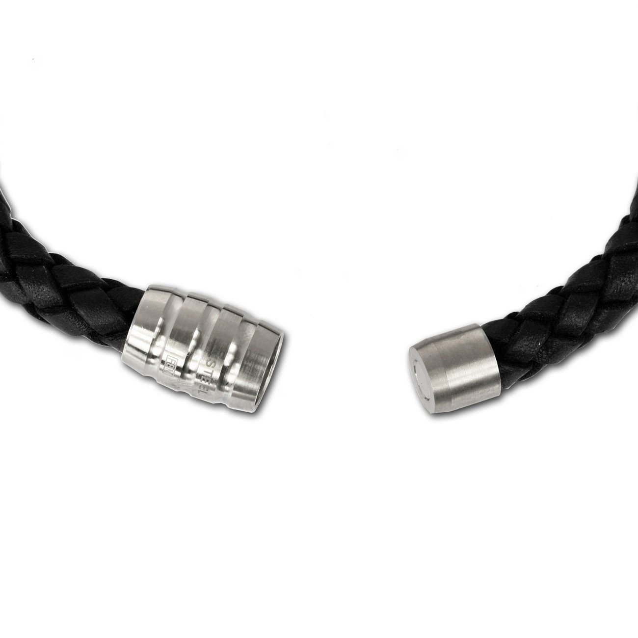 SilberDream Edelstahlarmband SilberDream schwarz Unisex Farbe: schwarz, Armband Made-I Edelstahl (Armband), Leder Armband (Stainless Steel), aus