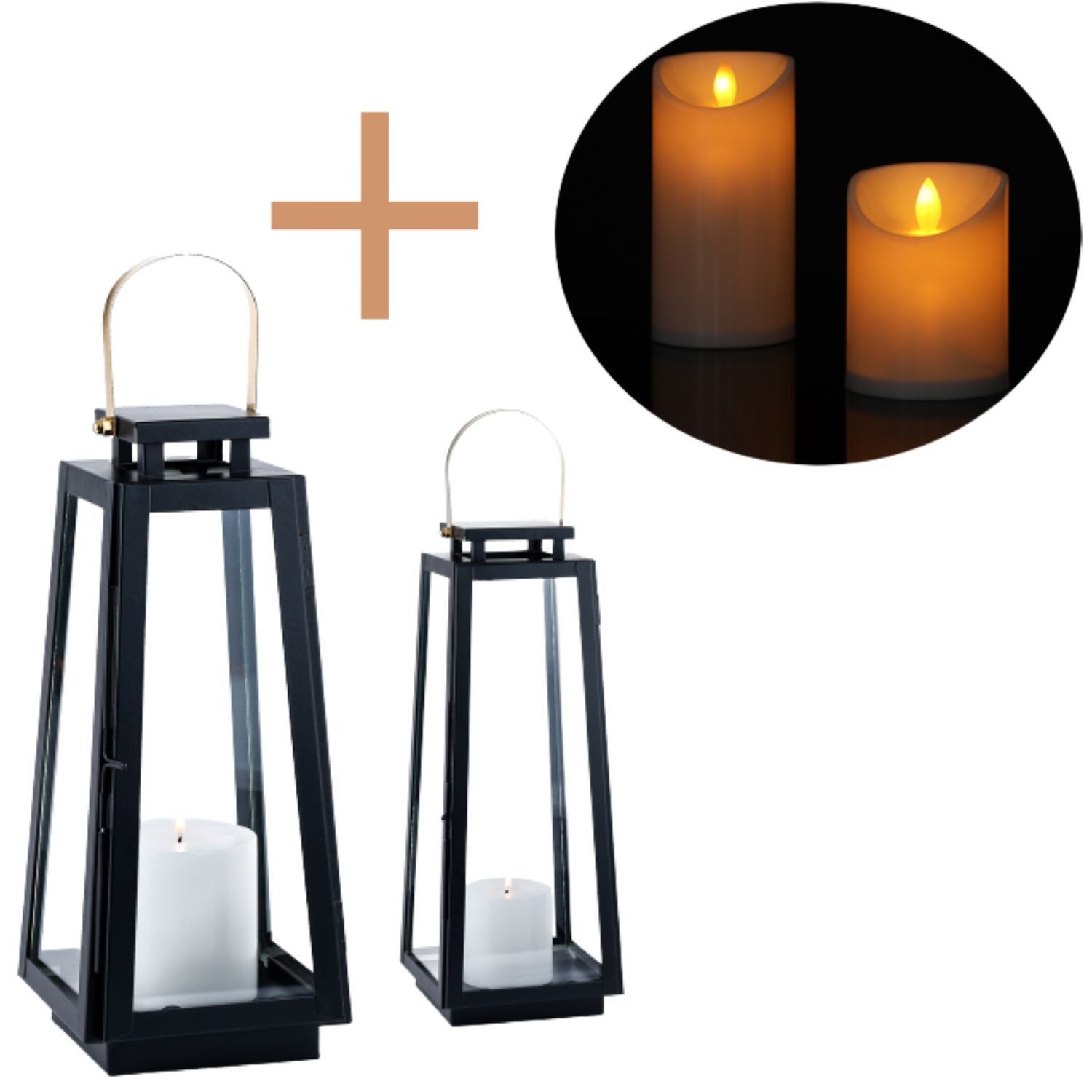 Marrakesch Orient & Mediterran Interior Kerzenlaterne Set van 2 LED-balkonlantaarns in Scandinavisch design Eirik (2 St), Handarbeit