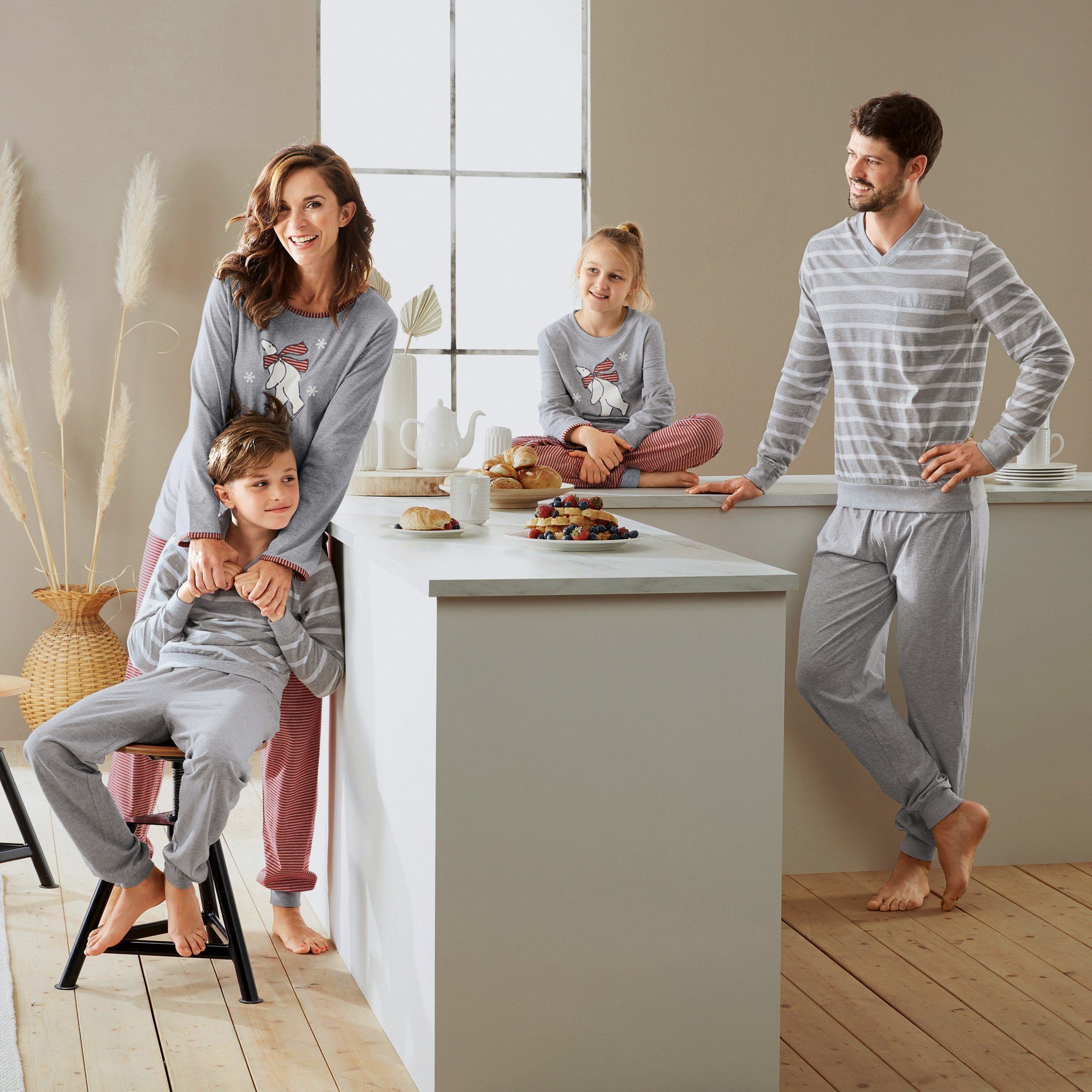 Single-Jersey Damen-Schlafanzug Müller Streifen Pyjama Erwin