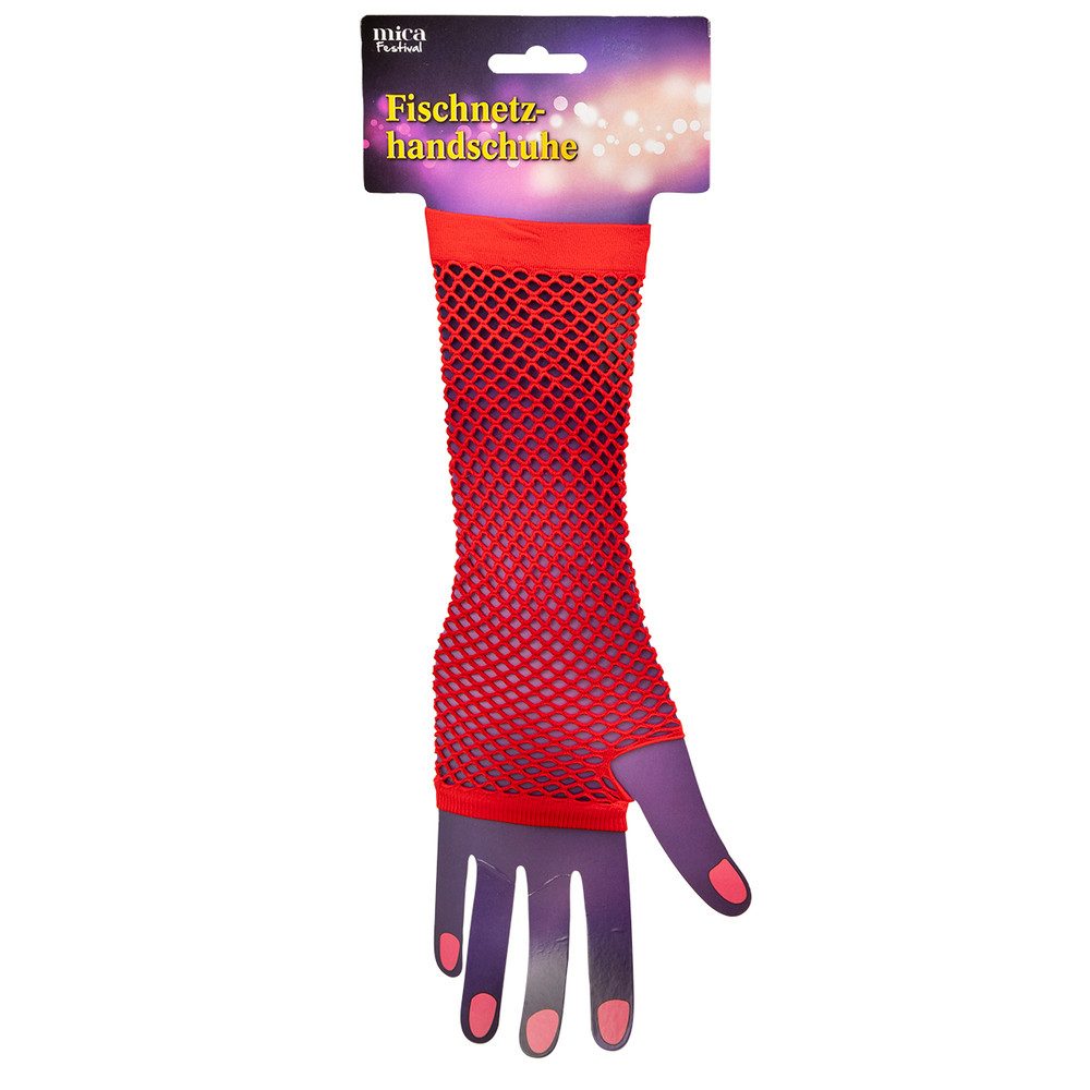 MICA Kostüm Netzhandschuhe - für Erwachsene - lang - rot