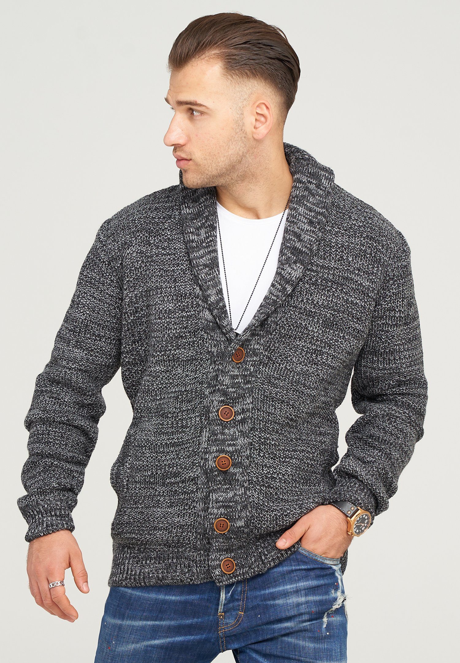 behype Strickjacke "MIKITA" mit Schalkragen günstig online kaufen