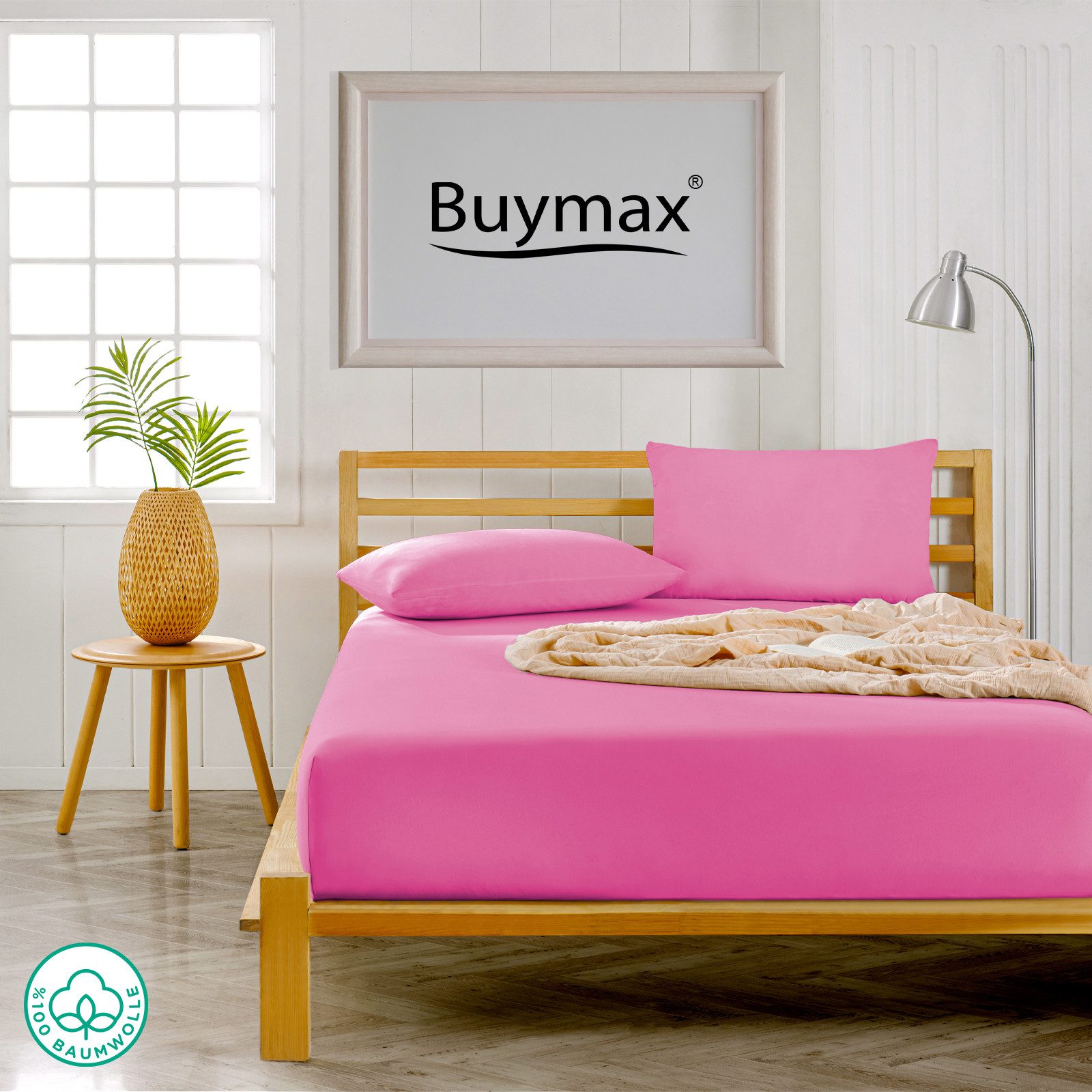Buymax Kissenbezüge Kissenbezug 100% Baumwolle Premium Jersey, (2 Stück), Kissenhüllen, Reißverschluss, atmungsaktiv, unifarben, einfarbig