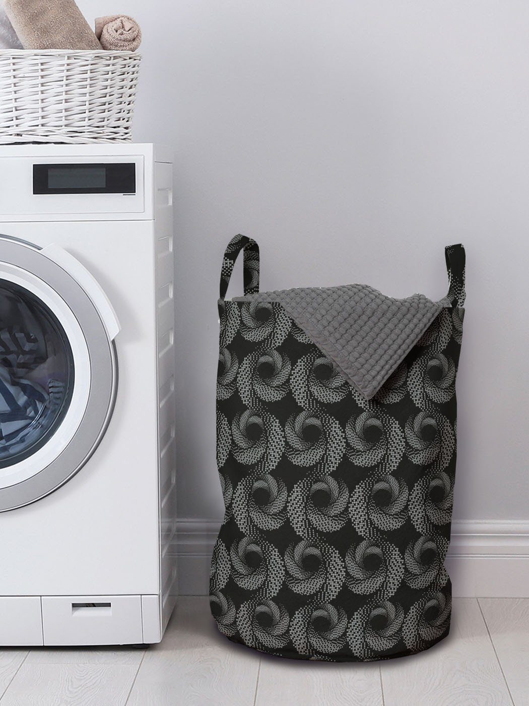 Abakuhaus Wäschesäckchen Wäschekorb mit Spiral für Abstrakt Kreise Kunst Kordelzugverschluss gepunktete Waschsalons, Griffen