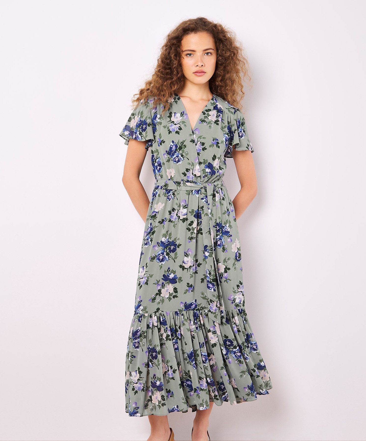 Apricot Druckkleid Midikleid in Wickeloptik, (2-tlg., günstig online kaufen