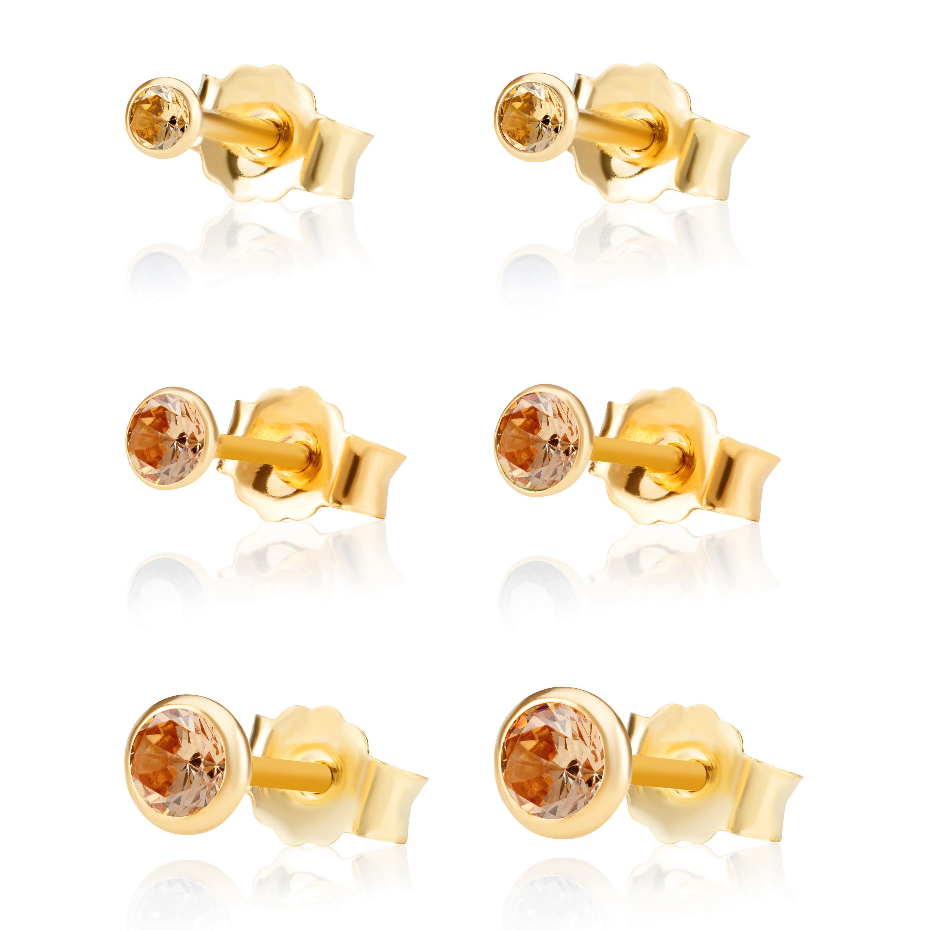 Gelb Ohrstecker 585 K Einzel Single-Ohrstecker 2,0mm Zirkon 14 Gold NKlaus (Einzel)