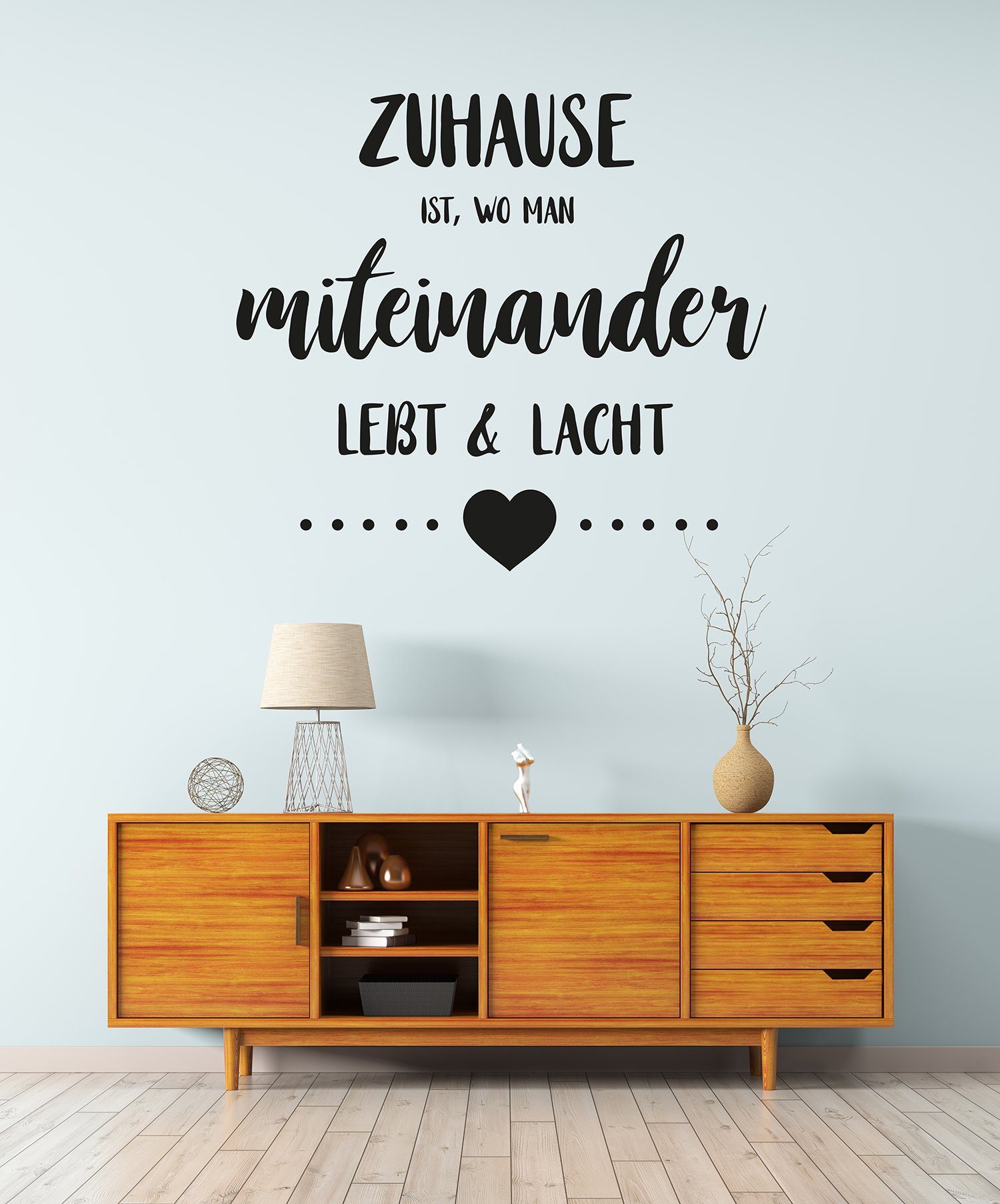 my home Wandtattoo Zuhause ist, wo man miteinander lebt & lacht (1 St), Wandaufkleber, selbstklebend, rückstandslos abziehbar