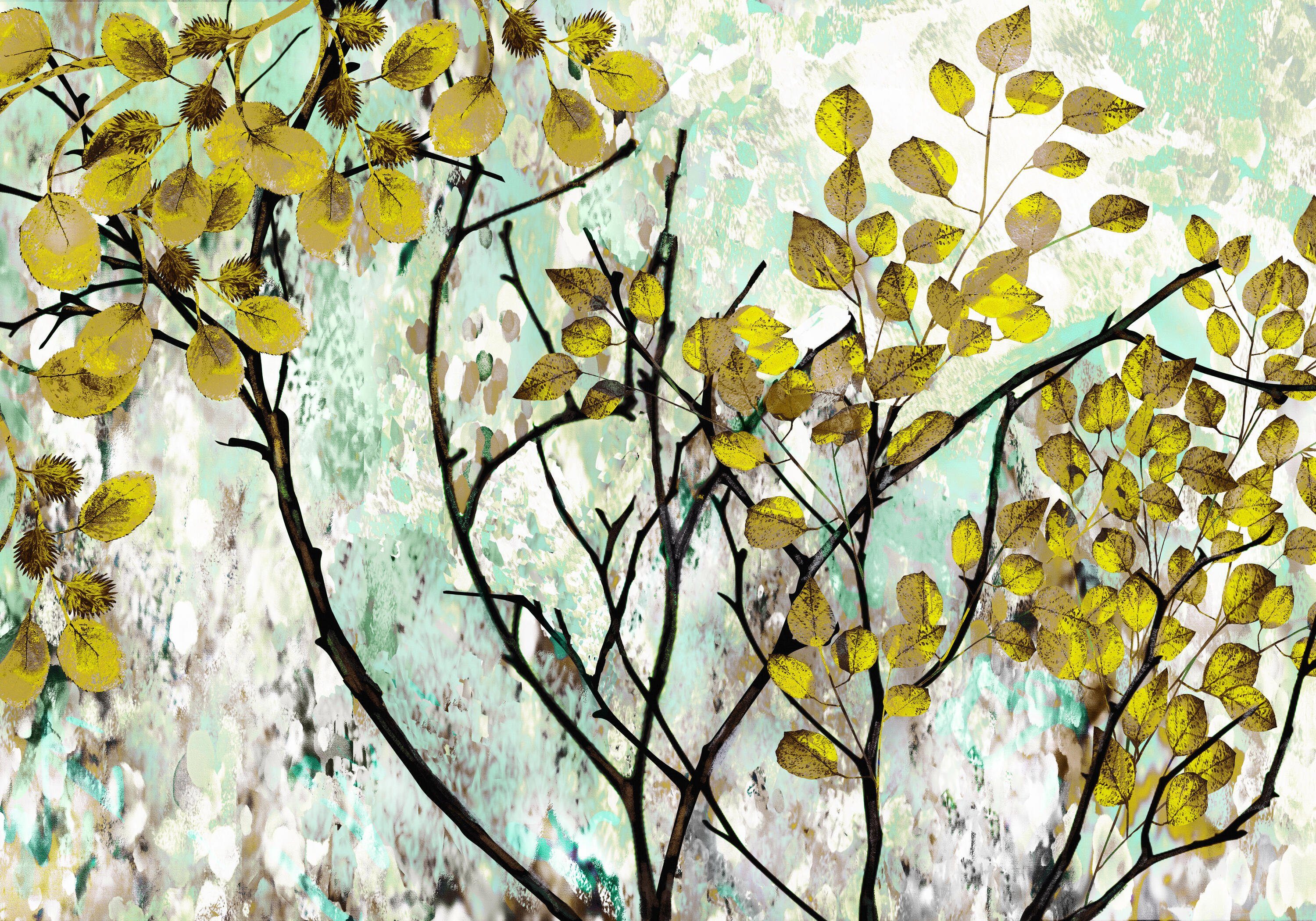 wandmotiv24 Fototapete Motivtapete, Blätter, Vliestapete Wandtapete, Baum glatt, matt, gelbe