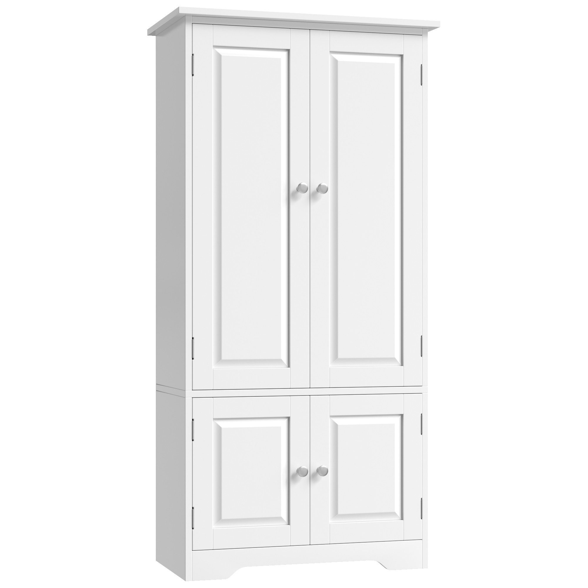 Homfa Mehrzweckschrank Küchenschrank Badezimmerschrank Bücherschrank, Wohnzimmerschrank, mit 4 Türen, 58x32x123cm, weiß