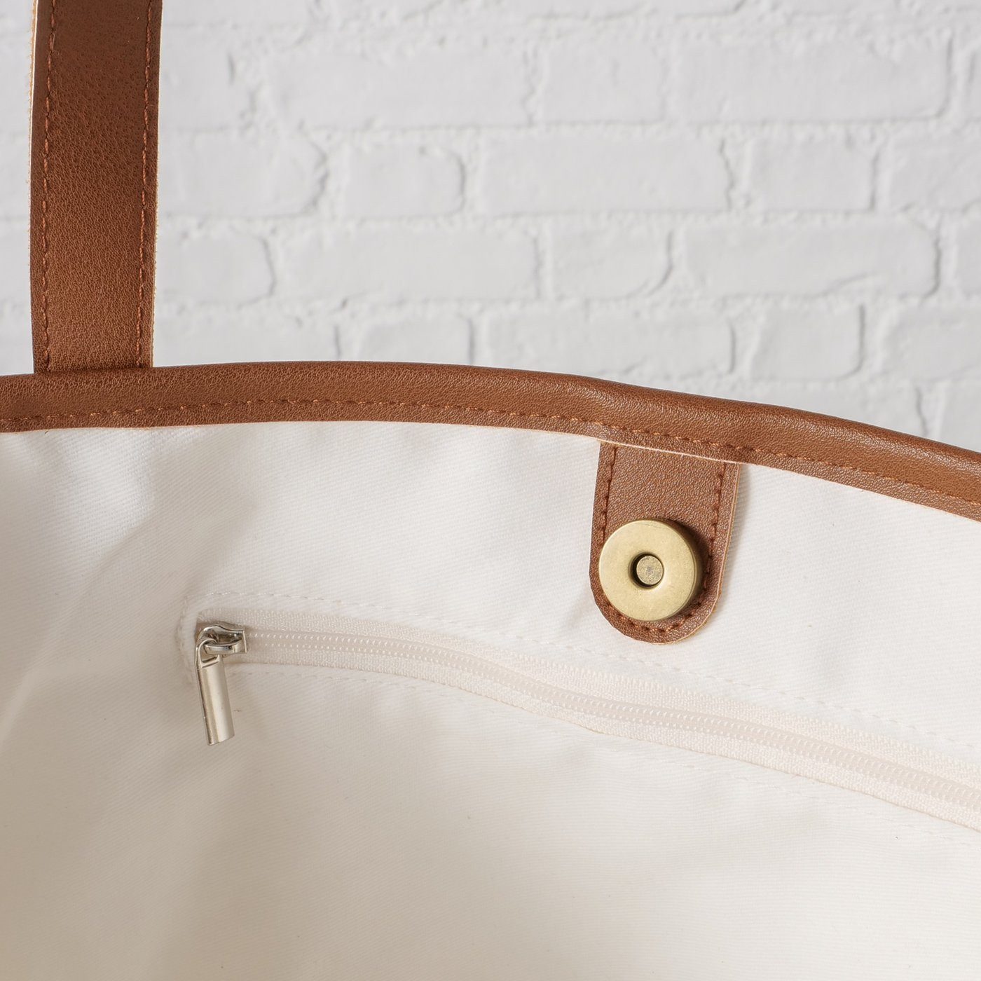 MF Strandtasche Strandtasche Maribel Reisetasche Creme Braun Baumwolle 50cm (1-tlg)