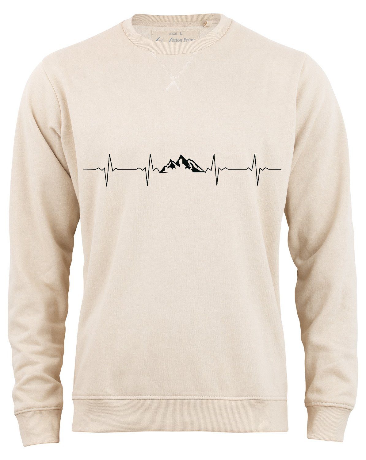 Cotton Prime® Sweatshirt Pulsschlag Berge mit weichem Innenfleece Beige