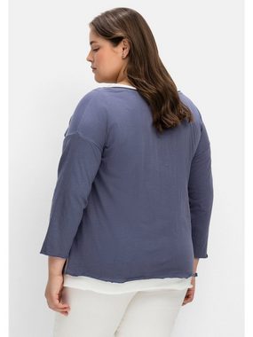 Sheego 3/4-Arm-Shirt Große Größen mit Top im Layerlook, aus Flammgarn