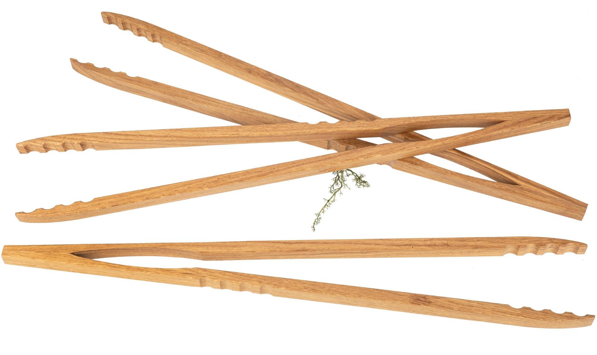 Holz Frank Grillzange Hochwertige XXL Grillzange aus geöltem Eiche - 60 cm Würstchenzange