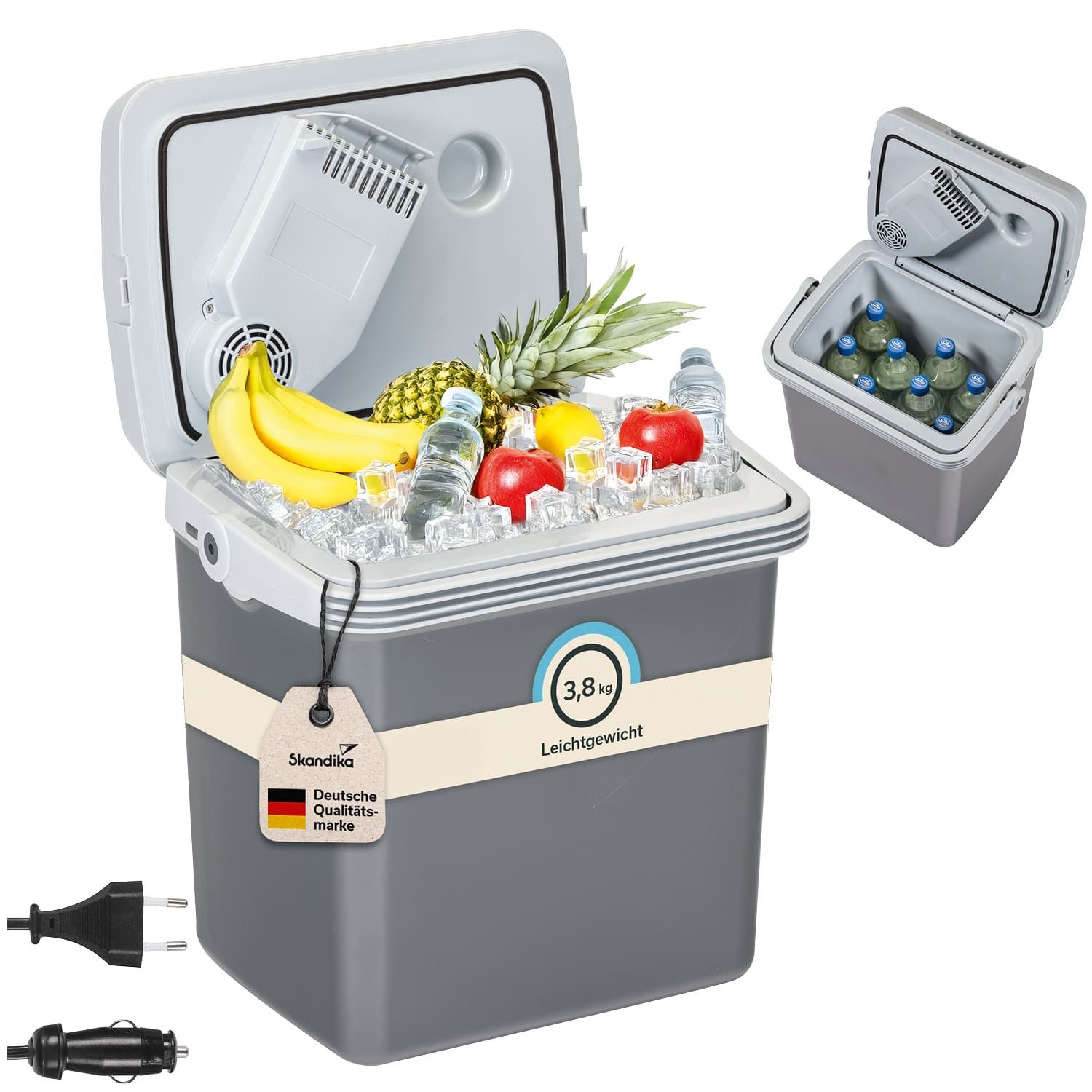 Skandika Elektrische Kühlbox Autokühlschrank, Leira, Kühl und Warmhaltefunktion, Gewicht 3,8 kg, elektrische Kühlbox für Auto und Steckdose, 12V, 220-240V