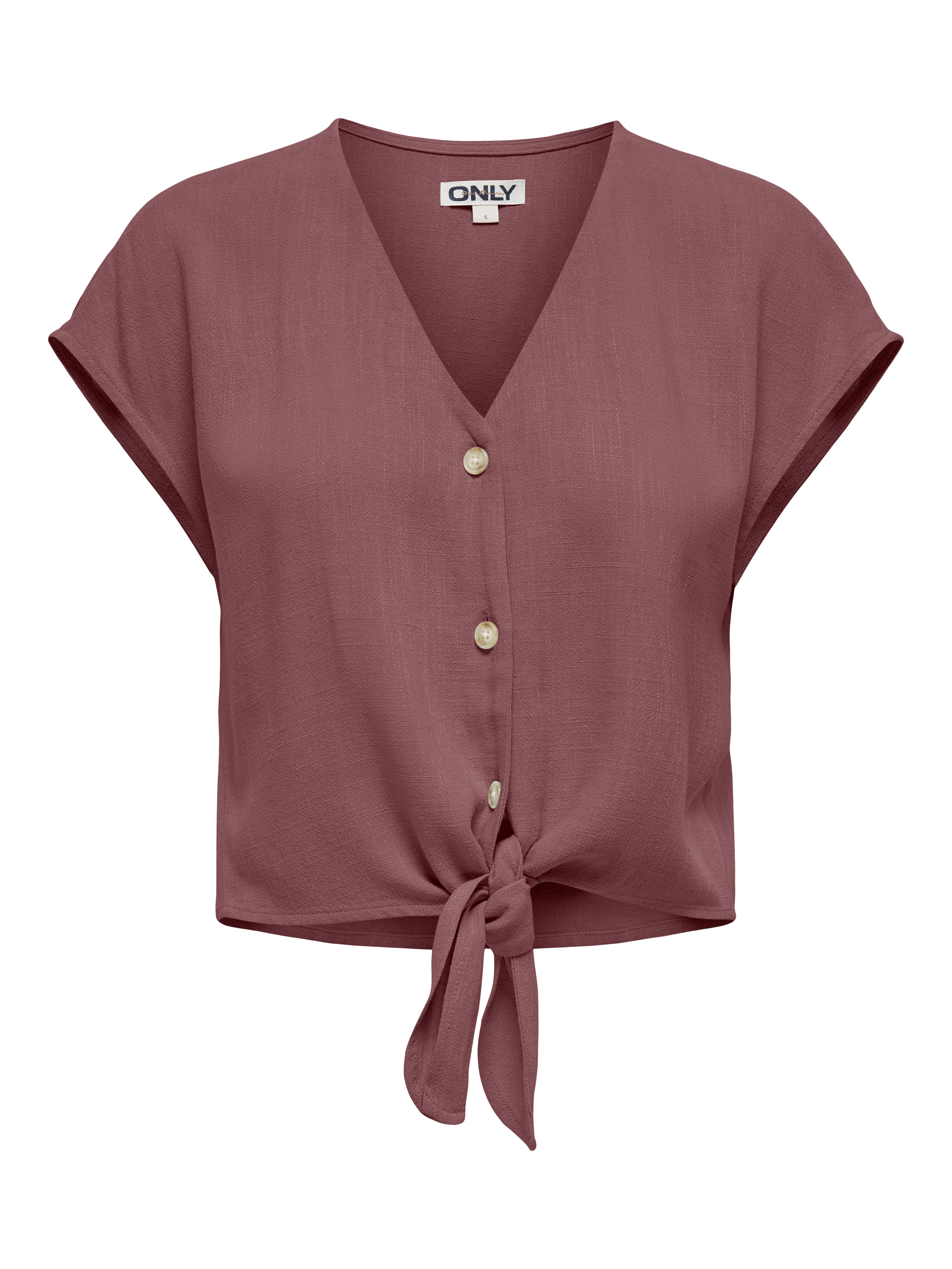 ONLY Kurzarmbluse ONLSIESTA SS KNOT LIN BL SHIRT PNT NOOS Viskosemischung, regular fit