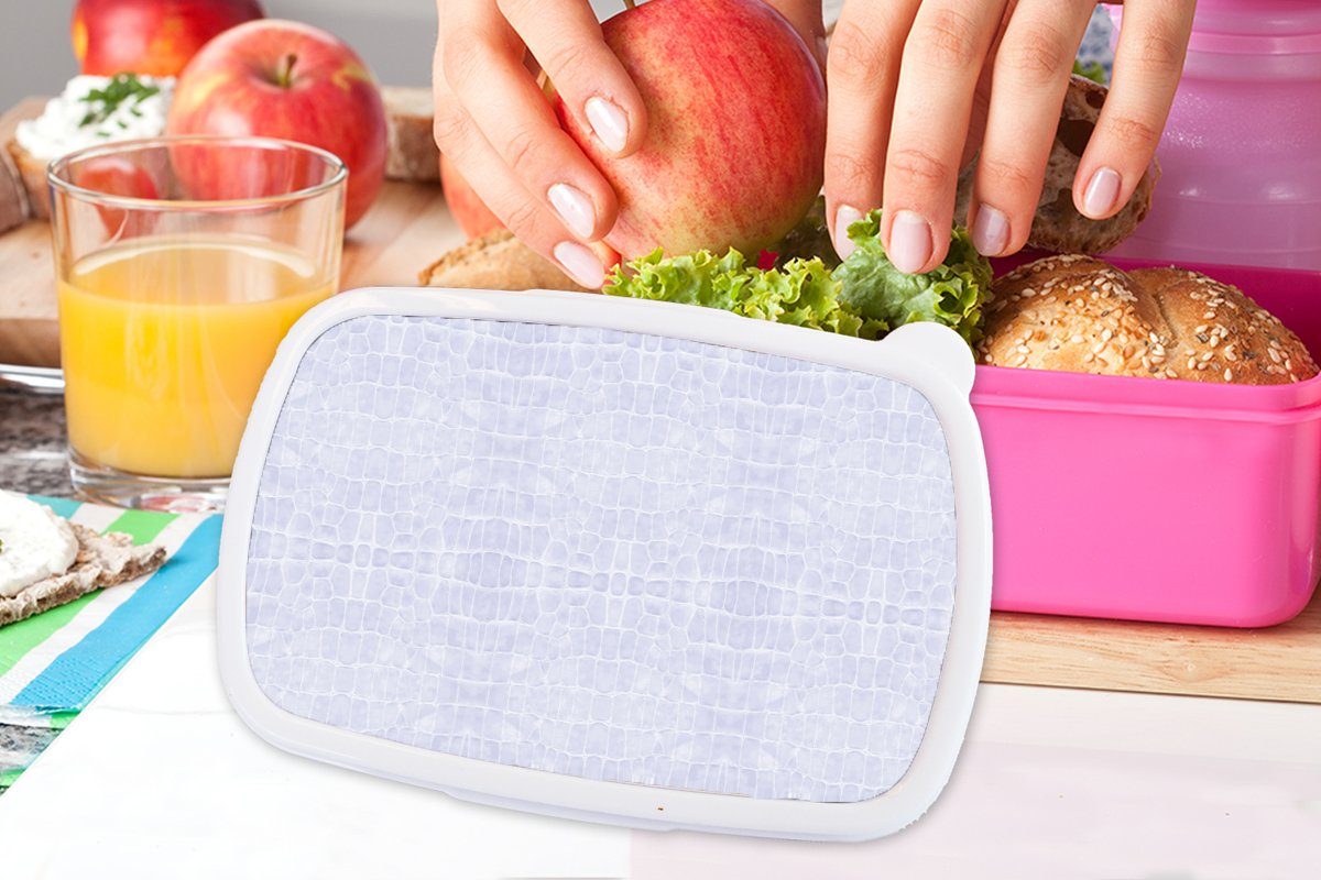 MuchoWow Lunchbox Leder - rosa für Textur Brotdose - (2-tlg), Brotbox Erwachsene, Snackbox, Kunststoff, Tierhaut, Kinder, Mädchen, Kunststoff