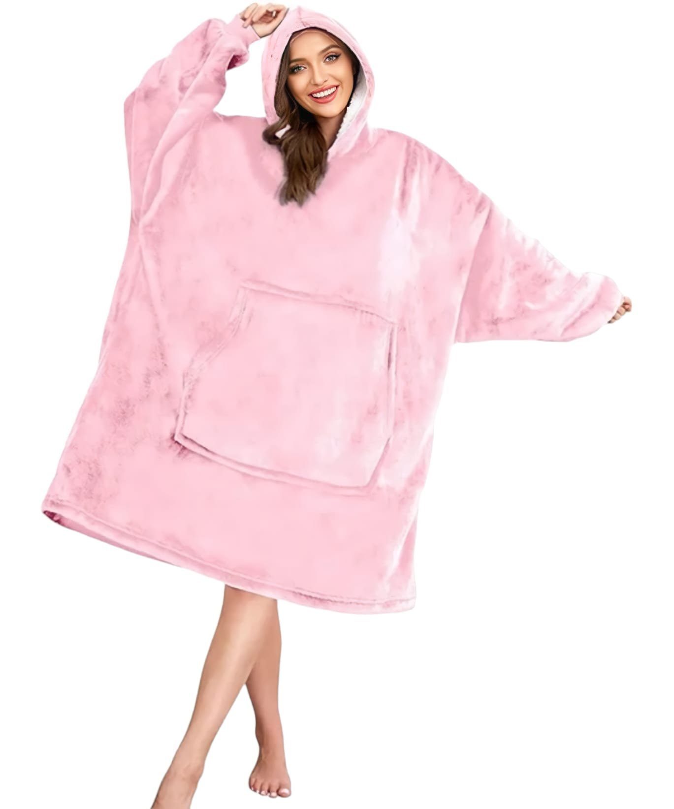 fashionshowcase Hoodie Kuscheliger Fleece Decken Hoodie für Damen & Herren Einheitsgröße bis 3XL, weich, wärmend