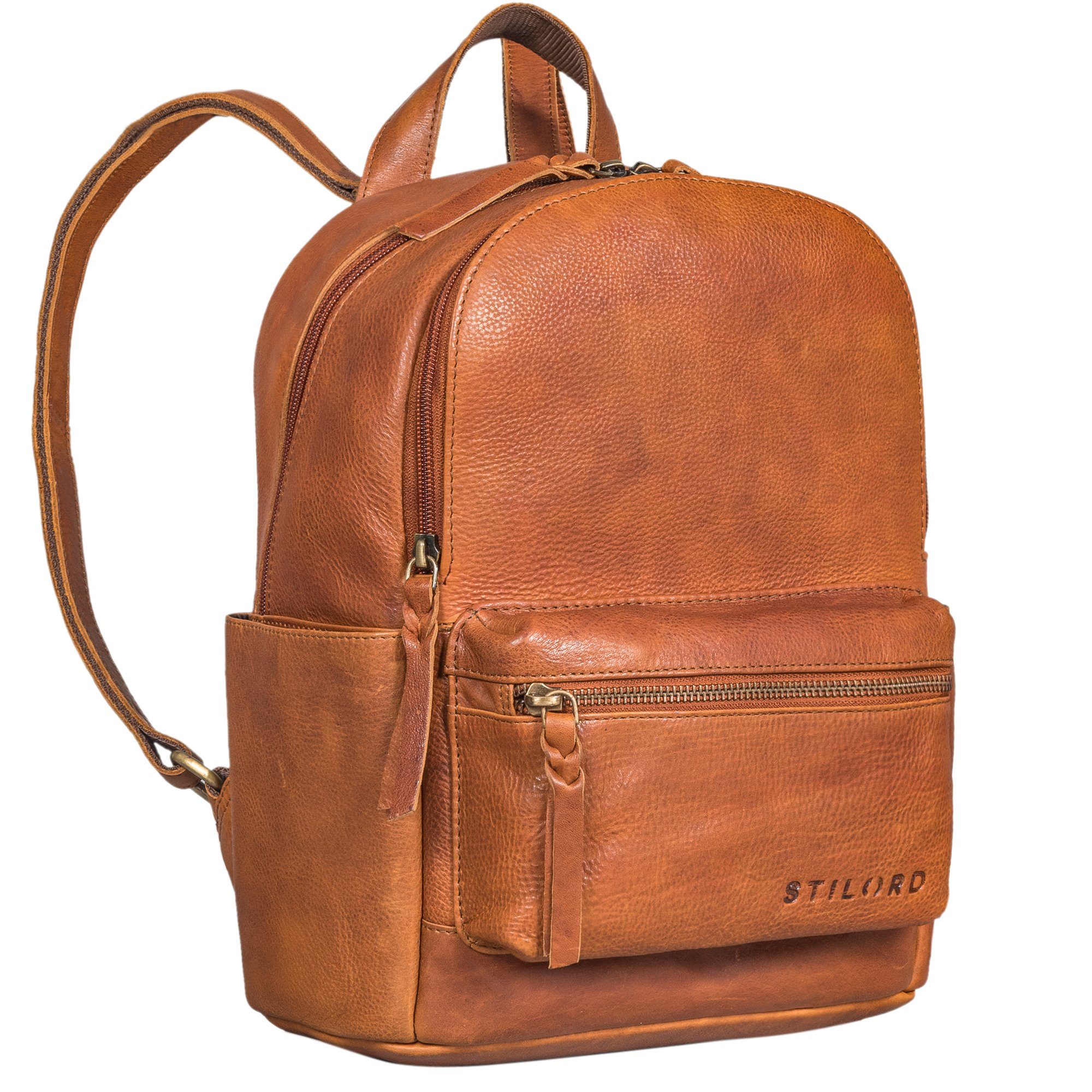 Cityrucksack "Karolina" Lederrucksack Damen Sportlich