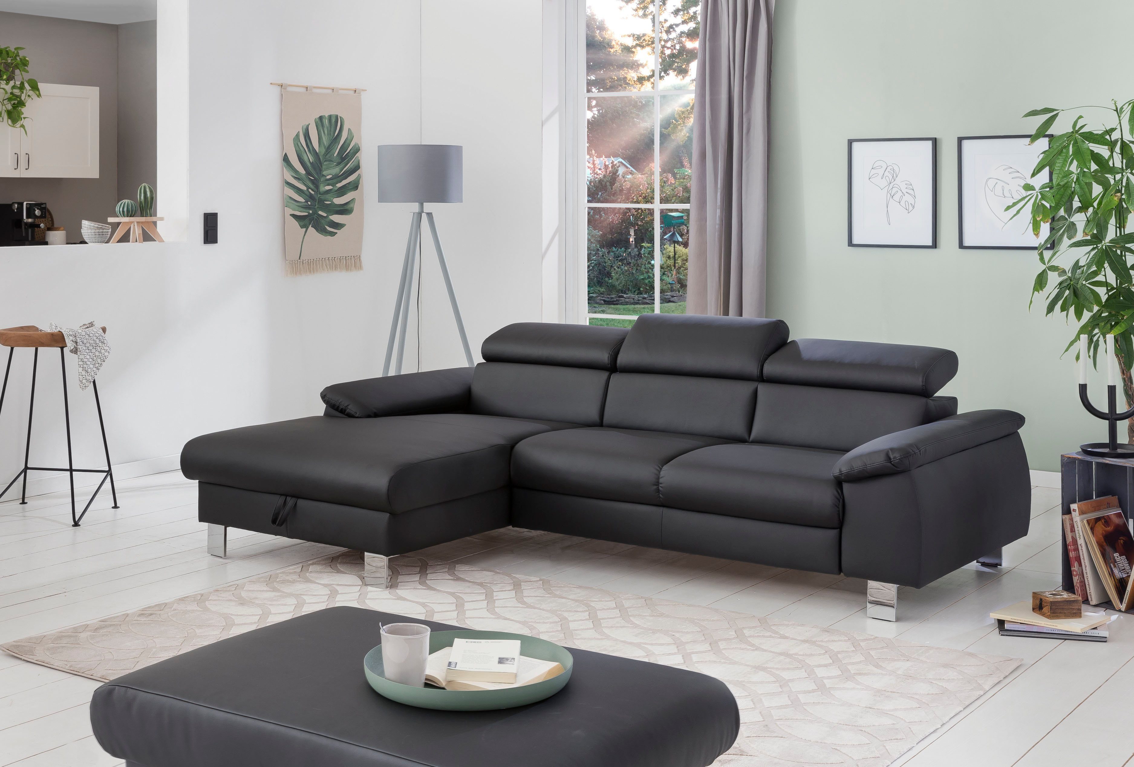 COTTA Ecksofa Komaris L-Form, B: 244 cm, mit Kopfteilverstellung, optional Bettfunktion, Bettkasten & Licht